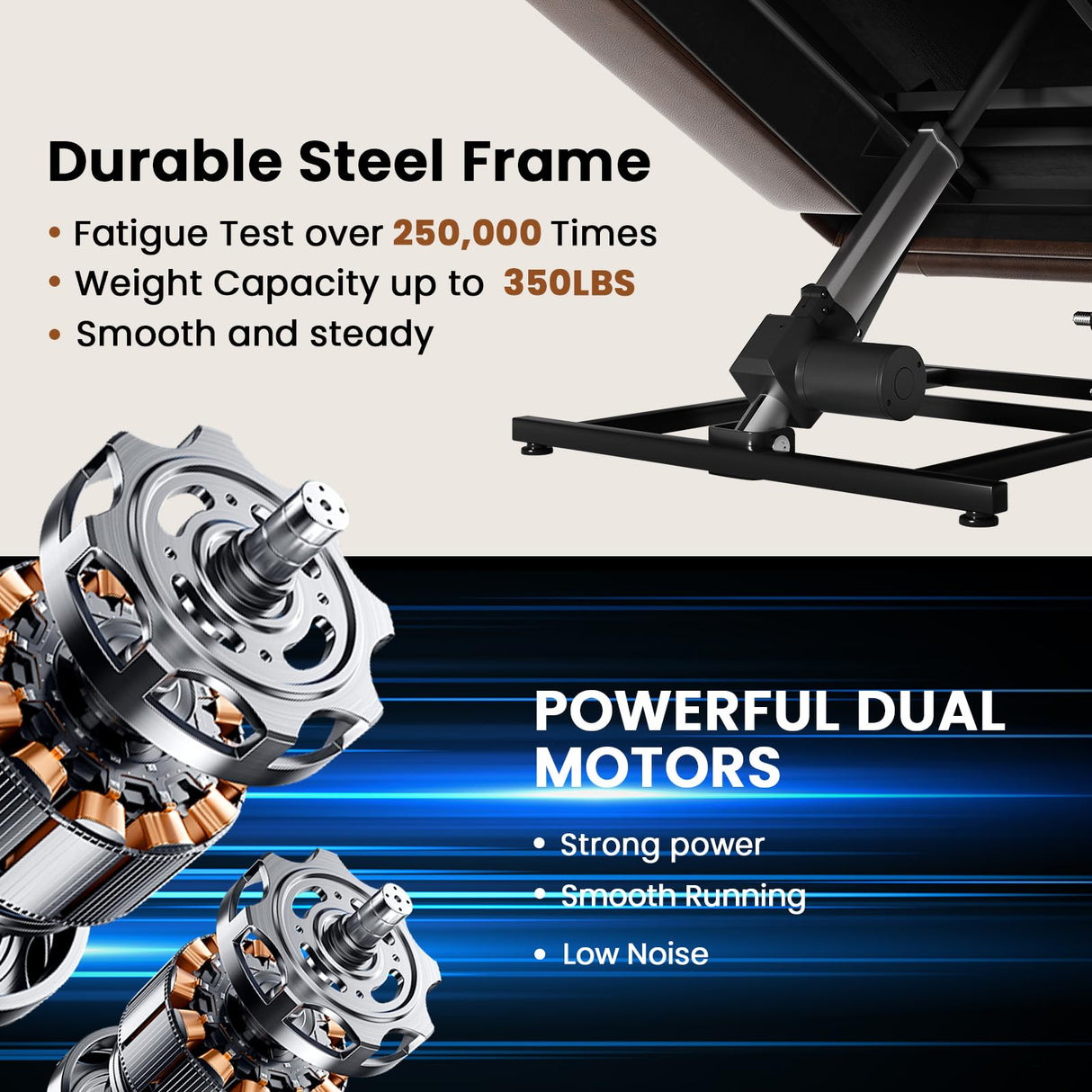 Couchus Infinite Position Dual Motor Power Lift Chair Lay Flat Sleeper Recliner Chair with Massage and Heating for Elderly, USB Ports and Remote Control,Breathable Leather (Red Brown) Couchus