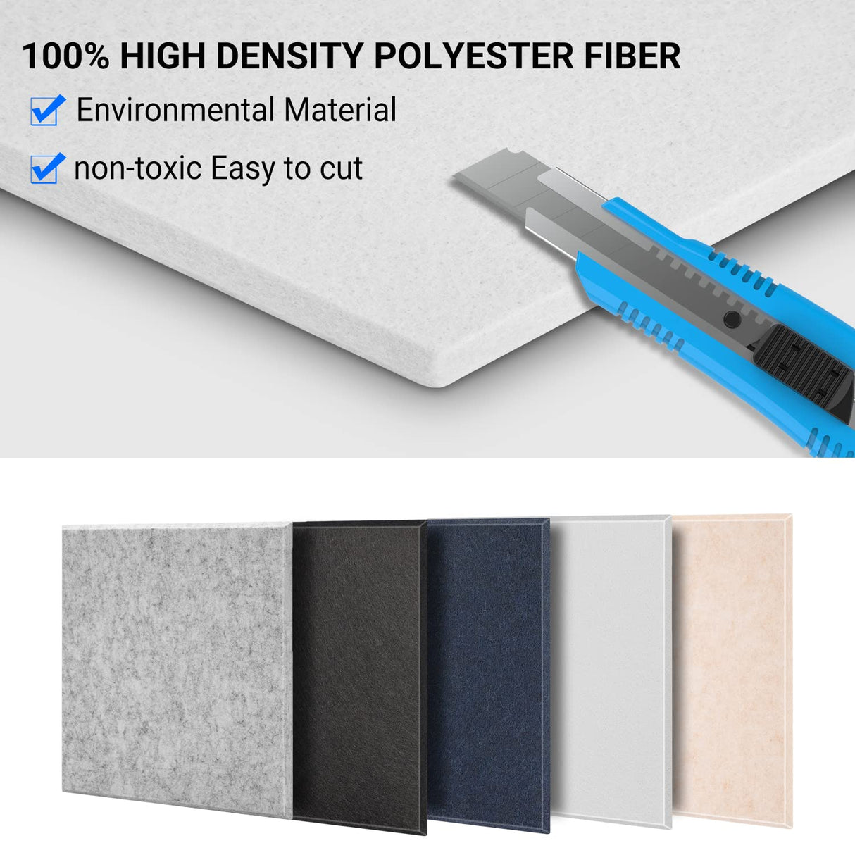 Soundproof Wall Panels, Kuchoow Acoustic Panels Self-Adhesive, 18 Pack Acoustic Wall Panels High Density, Sound Proof Panels for Walls Home Studio Office 12" X 12" X 0.4" White Kuchoow