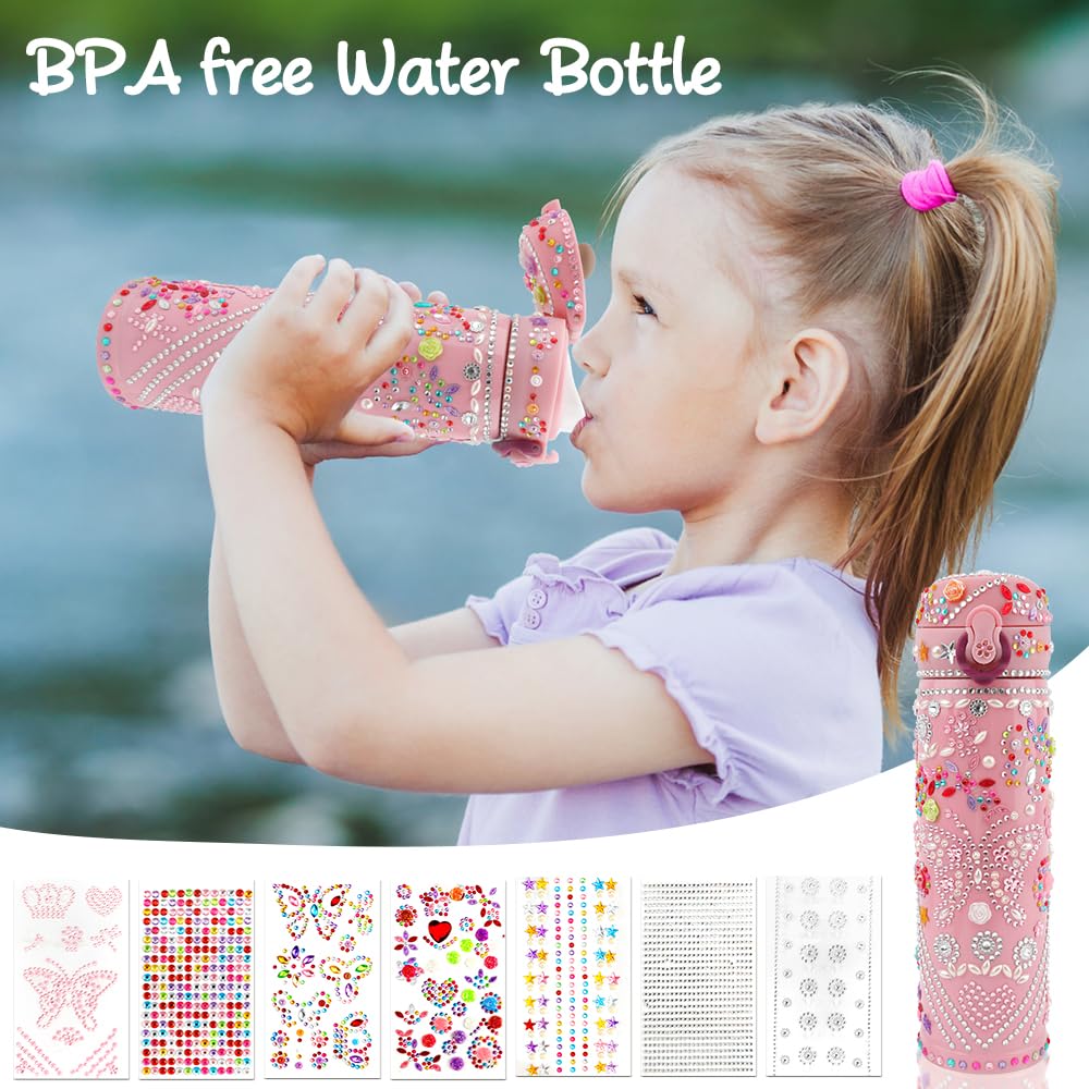 Create Your Own Decorated Water Bottle for School - Jewel Stickers for Girls Age 6-10 ZNHIS