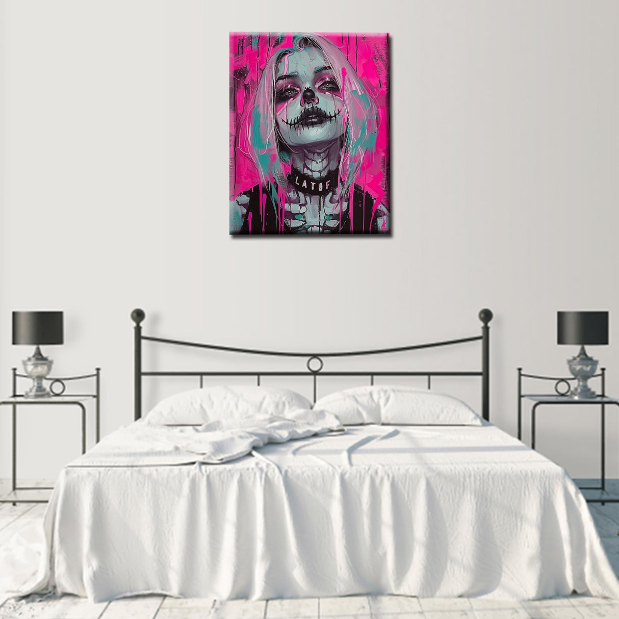 Grotesque Pink Decorations DIY Painting by Numbers for Adults Beginner,Split Mouth Clown Girl Paint by Number on Canvas Easy to Paint for Beginner Gothic Unique Graffiti Without Frame 16''X20'' Tucocoo