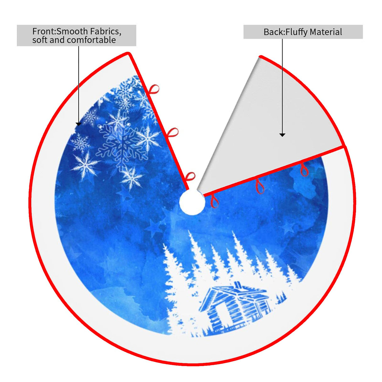 48 Inches Blue Christmas Tree Skirt Rustic Thick Xmas Tree Skirt with Snowflake Winter Happy New Year Decoration for Home Holiday Party OWCRNEF