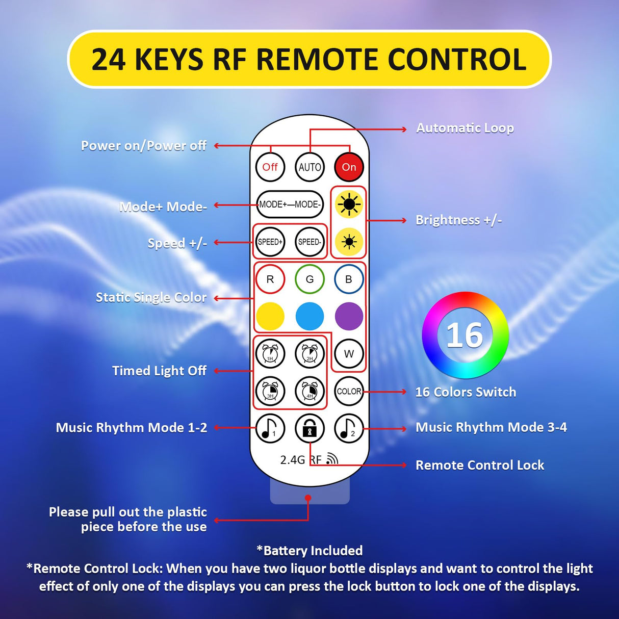 VONCI 16 Inch LED Lighted Liquor Bottle Display Shelf, 2 Step Acrylic Illuminated Bar Bottle Display Shelf with Remote and App Control for Home Commercial Bar Party VONCI