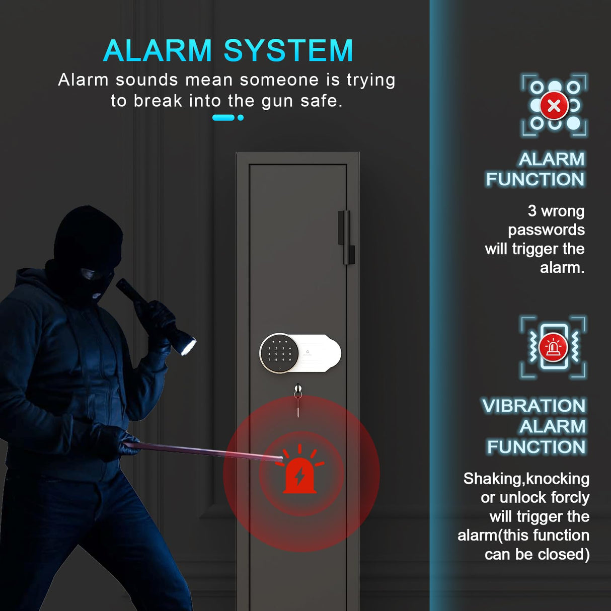 SAFEFEVER Rifle Safe,2-3 Gun Safe for Rifles and Pistols,Rifle Gun Safes with Removable Shelf, LED Light,Fully Assembled SAFEFEVER