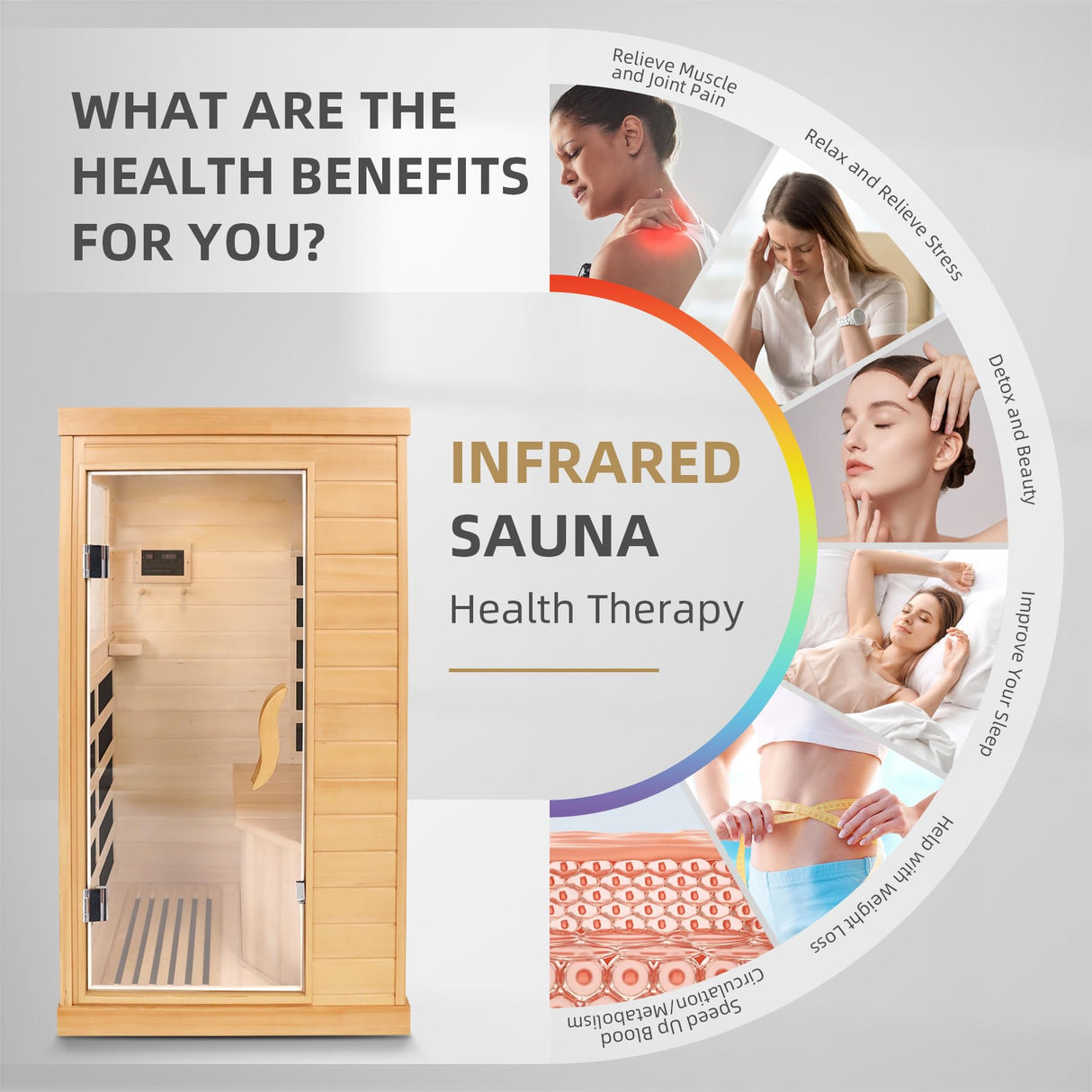 HomeMiYN Far Infrared Saunas for Home, 1 Person Canadian Hemlock Wood Low EMF Dry Sauna Room Indoor Mini Personal Sauna with Carbon Heaters, Control Panel, Bluetooth Speakers, 800W/110V HomeMiYN