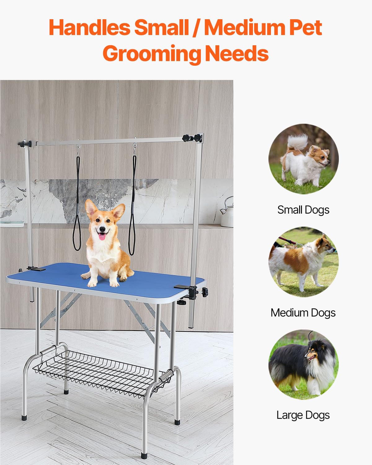 VEVOR Pet Grooming Table, 36 x 24 Inch with 2 Height Adjustable Arms, 330LBS Static Weight Capacity, Foldable Dog Groom Station with No-Sit Haunch Holder with Grooming Loop, for Medium and Small Dogs VEVOR