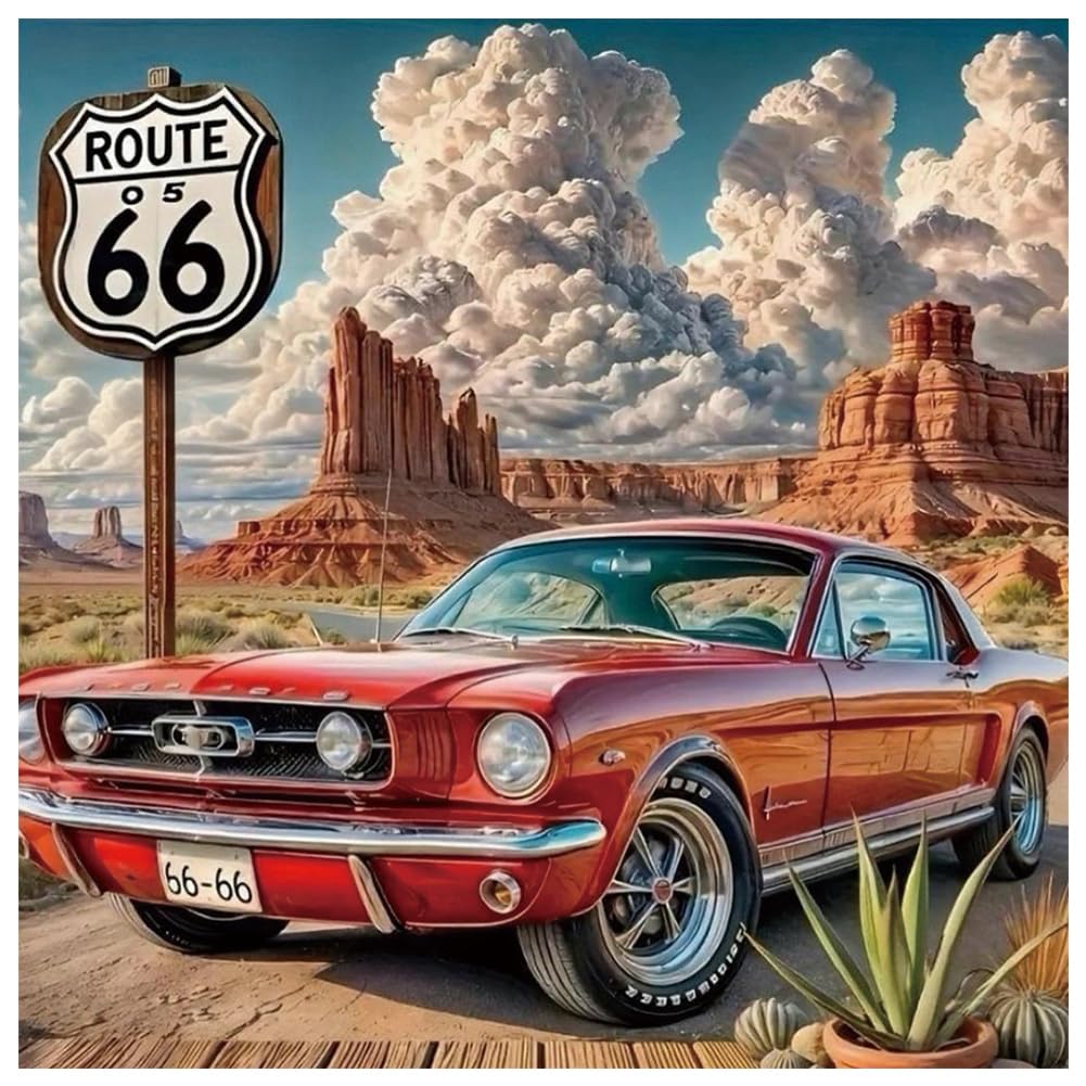 Kulvci Car Diamond Painting Kits for Adults, Diamond Art Kits for Beginners, DIY 5D Diamond Painting with Round Gem Art Kits for Gift Home Wall Decor 12x12inch Kulvci