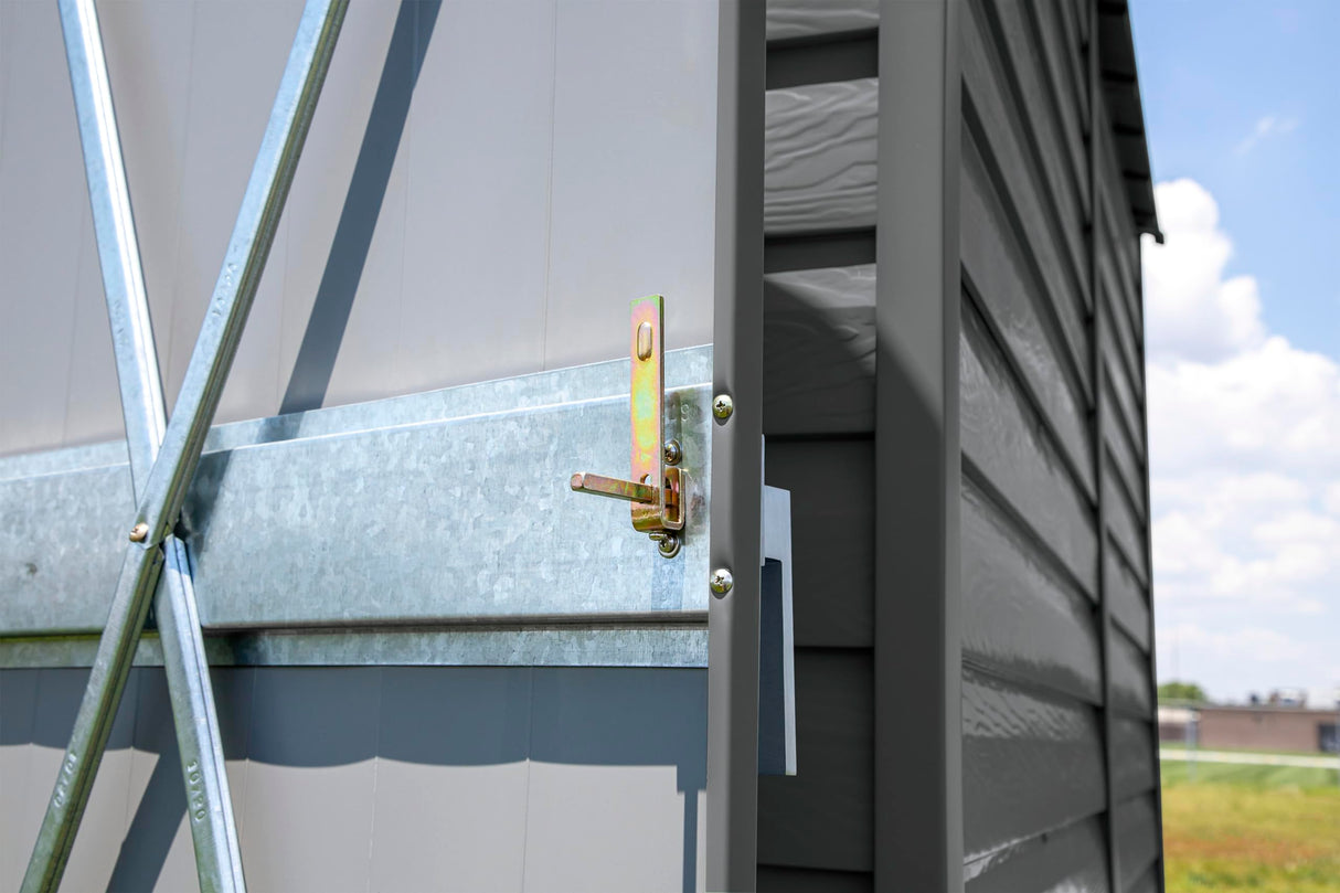 Arrow Select 6' x 5' Outdoor Lockable Steel Storage Shed Building, Charcoal Arrow