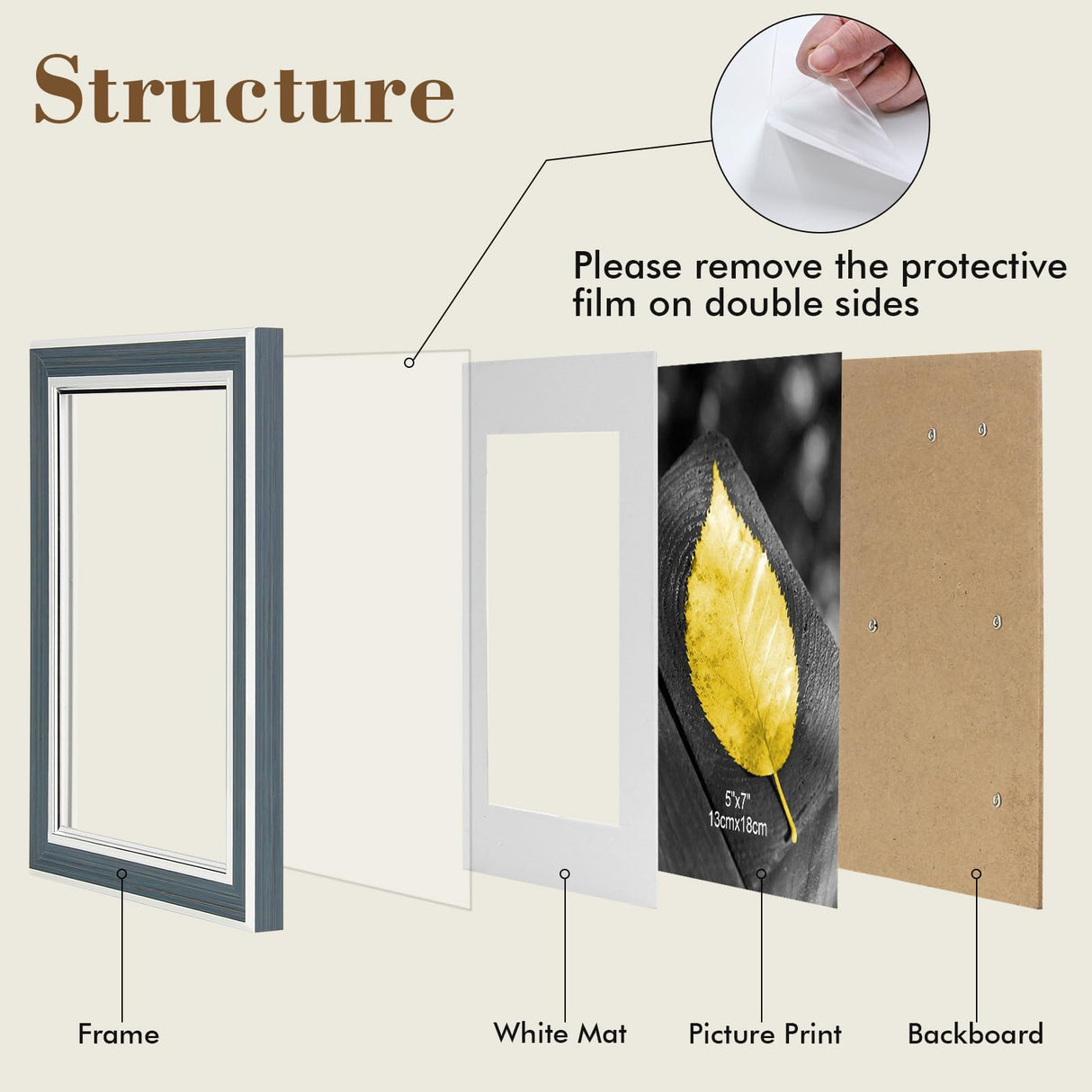 Daofary 5x7 Picture Frame Set of 6, Rustic Farmhouse Photo Frame, Display 4x6 with Mat or 5x7 Without Mat for Decorative on Wall Hanging and Tabletop Placement Daofary