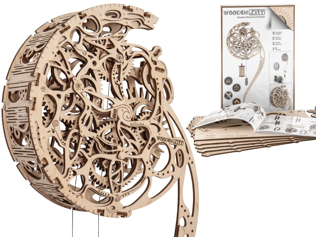 WOODEN.CITY Pendulum Kinetic Wood Sculpture Wall - 3D Wooden Puzzle for Adults - Wooden Kinetic Sculpture – 3D Wood Puzzles for Adults - Wooden WOODEN.CITY