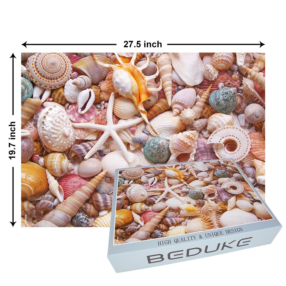 BEDUKE Jigsaw Puzzles for Adults 1000 Pieces Beach Shells 1000 Piece Puzzle Thick Sturdy Precise Interlocking Family Game Age 14+ BEDUKE