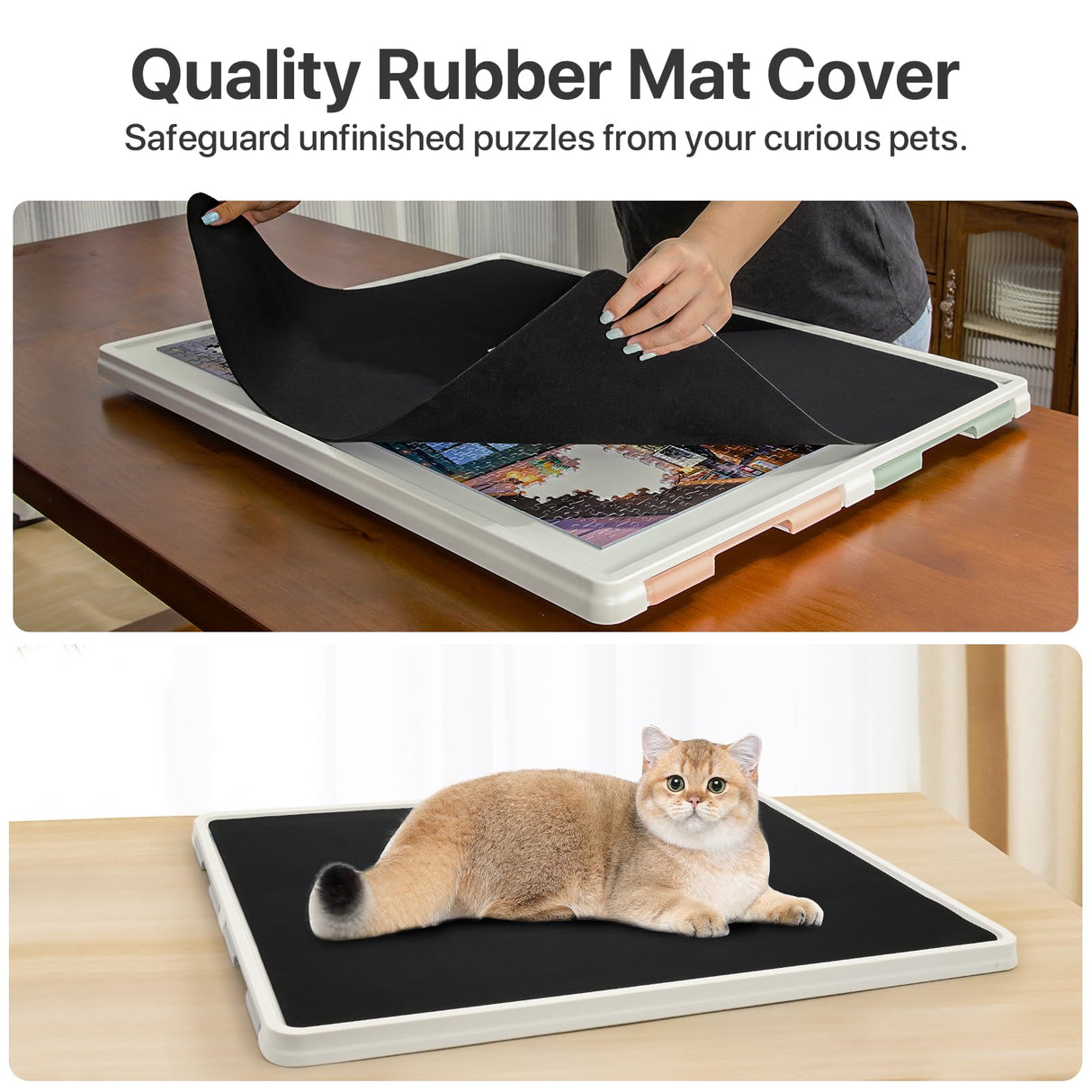 Playboda 1000 Pieces Rotating Plastic Puzzle Board with Drawers and Cover, 30"x22" Portable Jigsaw Puzzle Table for Adults, Lazy Susan Spinning Puzzle Boards Playboda