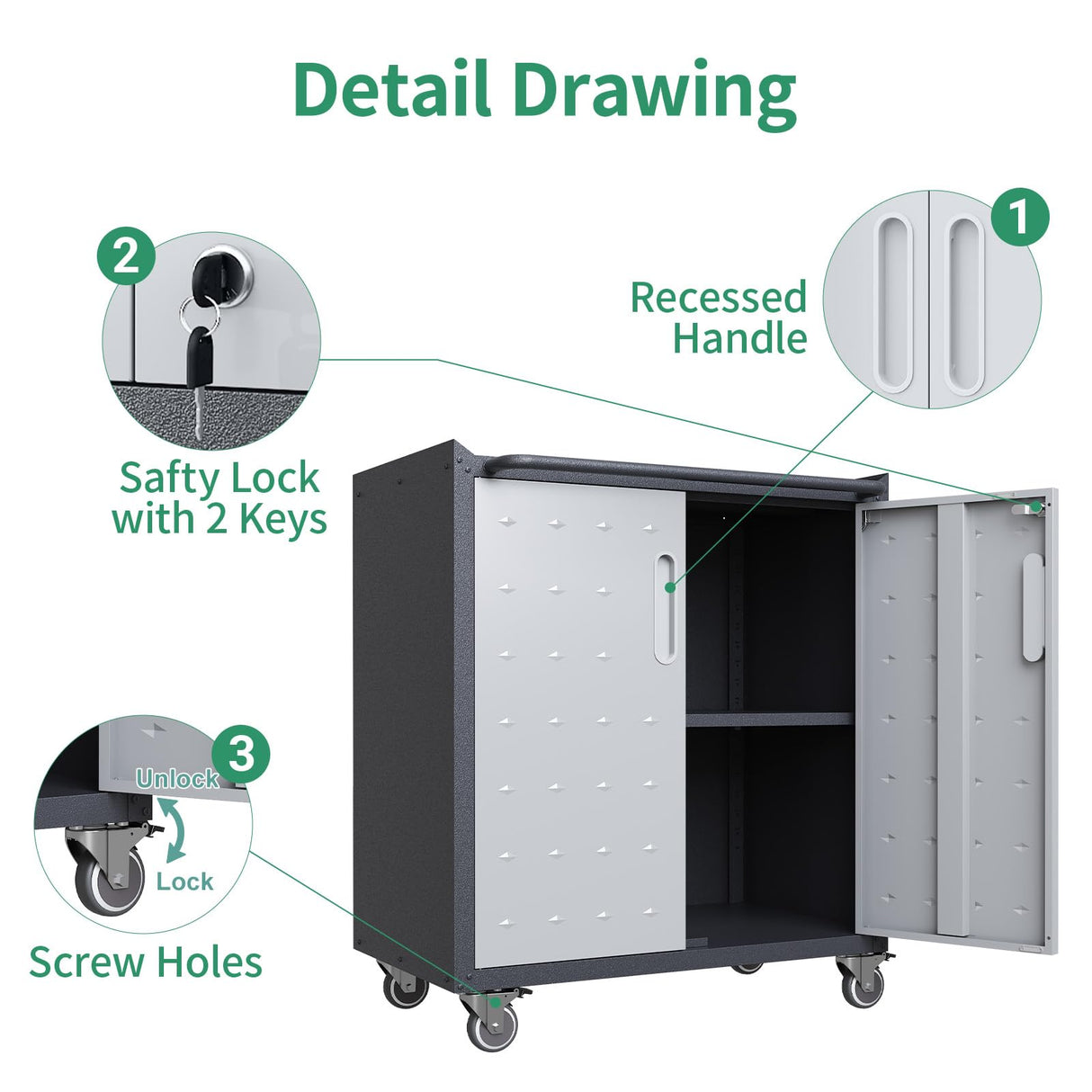 VIYET Metal Tool Cabinet,Garage Storage Cabinet System,Wall Cabinet & Locking Rolling Tool Cabinet with Doors and Adjustable Shelves,Steel Tool Cabinets for Home (10 Pcs-StyleA, Black & Grey) VIYET