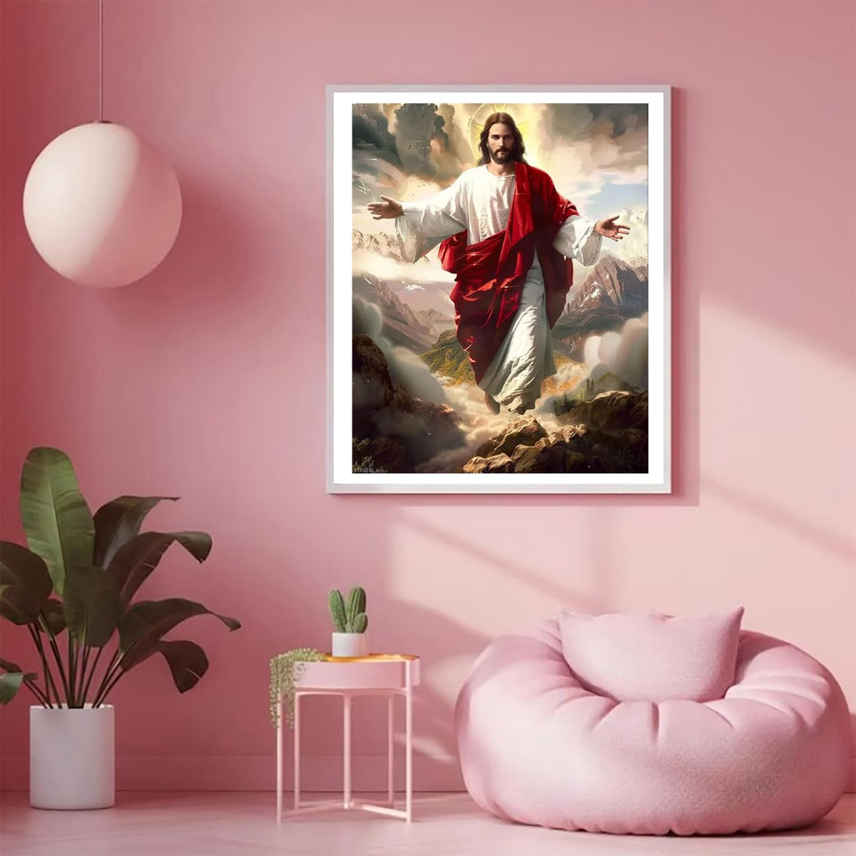 XTXGERL Jesus Walking on Clouds Paint by Numbers Kit for Adults Beginners, Holy Faith Sunrise Craft Art Colorful DIY Acrylic Oil Painting Fantasy Ideal Gift 16x20 Inch (Frameless) XTXGERL