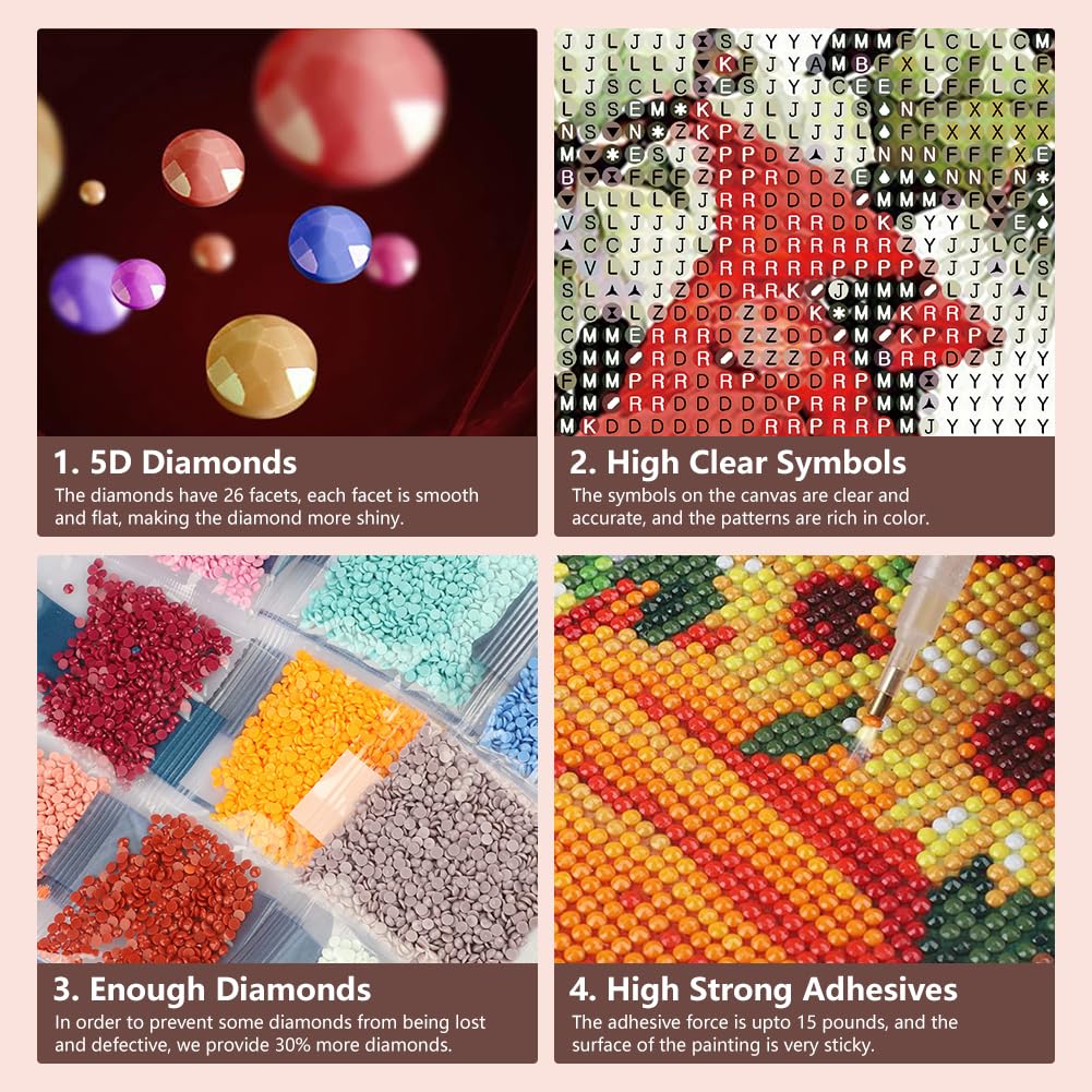 SJUTOUCI Cardinal Diamond Painting Kits for Adults, Diamond Art Kits for Beginners, 5D DIY Diamond Dot Art, Full Drill Gem Craft for Home Decor 12x12 inch, Christmas SJUTOUCI