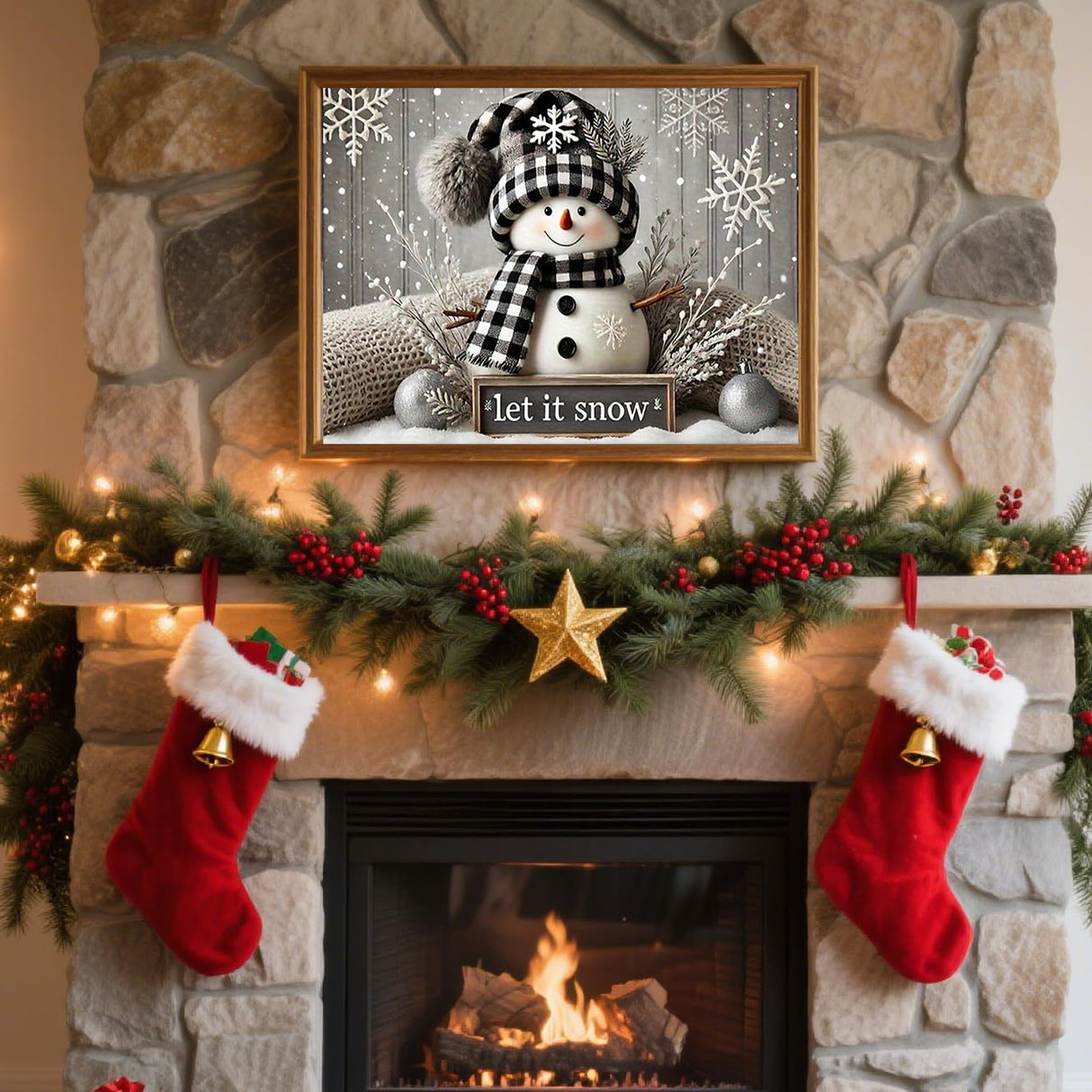Clendo Winter Cute Snowman Diamond Art Kits for Adults - Christmas 5D Diamond Painting Kits Full Drill Crystal Rhinestone Gem Art Craft Kits for Home Wall Decor 12X16Inch Clendo