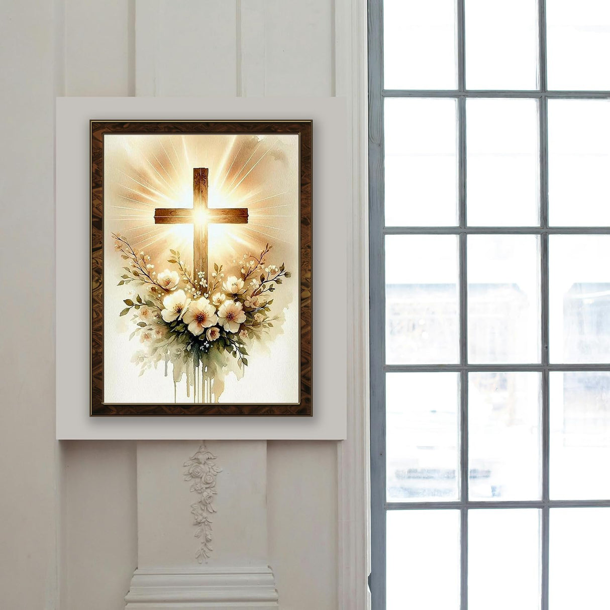 MBNTJHT Cross Paint by Numbers Kit for Adults Beginners,Easy Flowers and Christ Cross Paint by Number Kits on Canvas for Adults,DIY Acrylic Painting Art Kits for Home Wall Decor 16X20 Inch. MBNTJHT