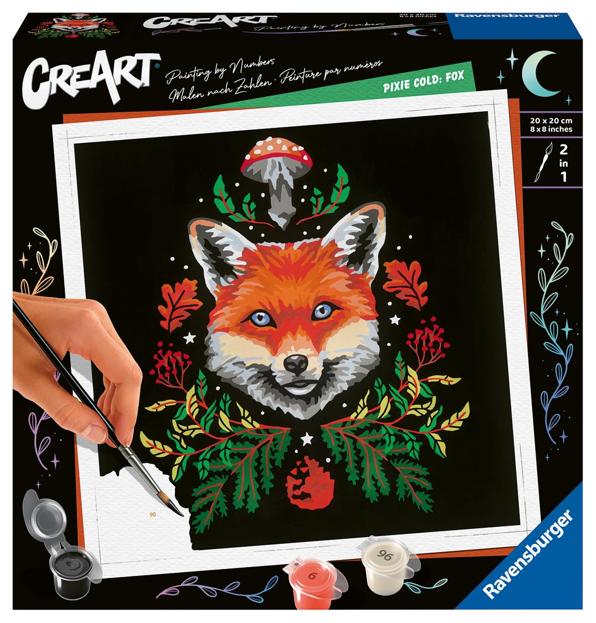 Ravensburger CreArt Pixie Cold: Fox Paint by Numbers Kit for Adults - 23511 - Painting Arts and Crafts for Ages 12 and Up Ravensburger
