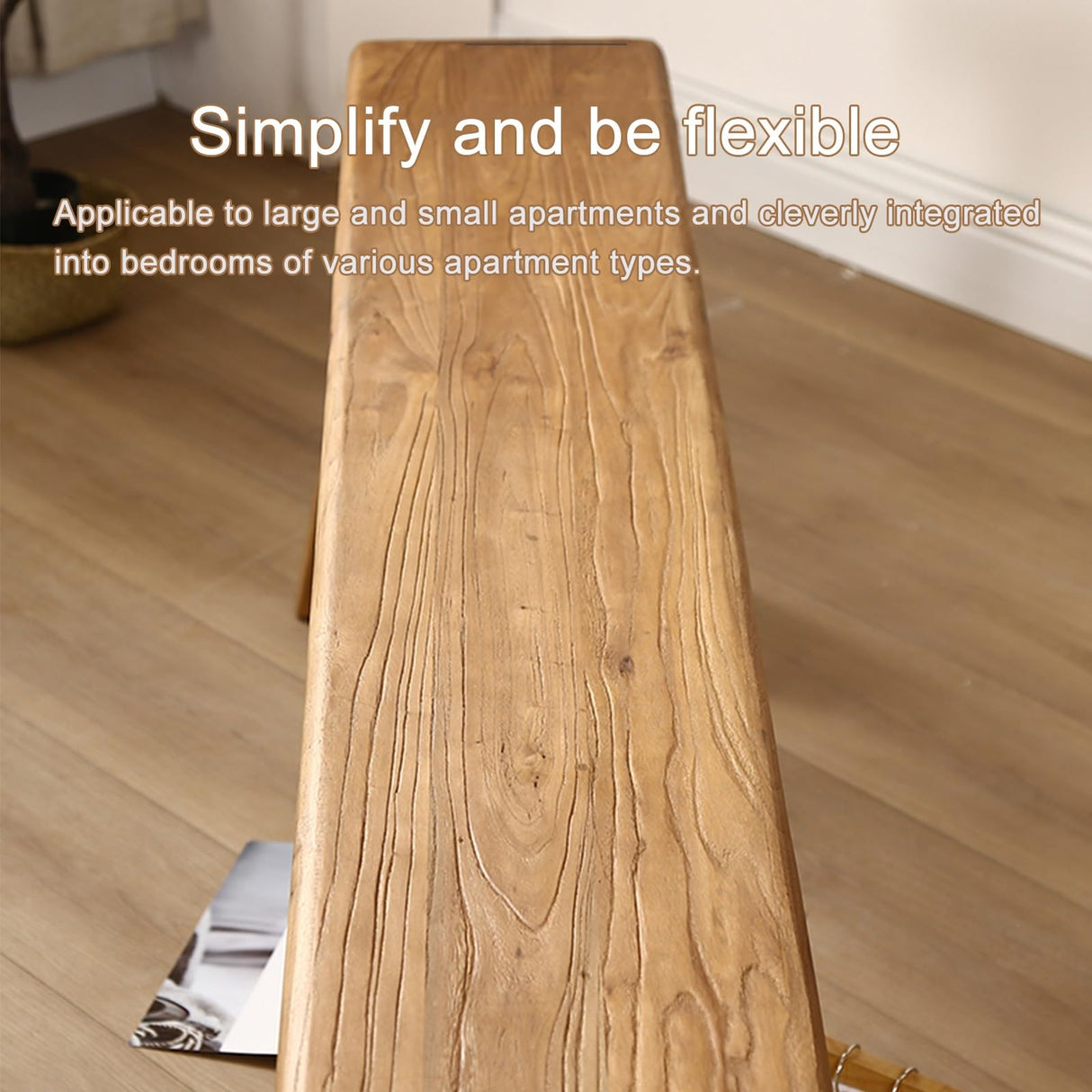 Farmhouse Indoor Wooden Living room Dining Bench, Asian Natural Wood Kitchen Entryway Bench with Armless Design and Short Height, Solid Wood Shoe Bench Entryway Benches,Brown(100*26*45cm/39.3*10.2*17. SEIFE