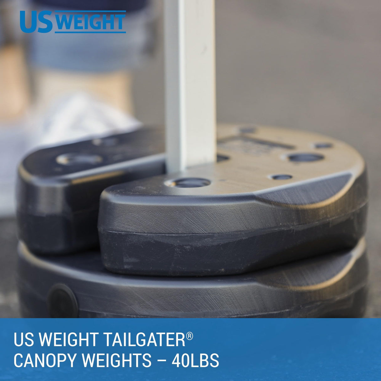 US Weight 40 Pound Canopy Weight Set of 4 and Carry Strap with No-Pinch Design - Easy Installation and Removal to Secure Tents, Canopies, and Umbrellas at Outdoor Events US Weight