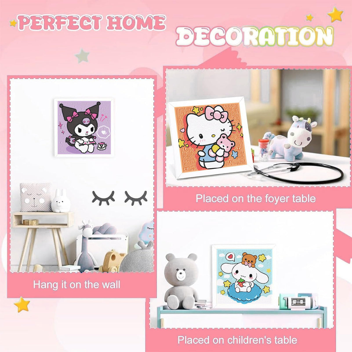 Sretoul 4 Pack Cartoon Diamond Art Kits for Kids - Kid Diamond Art Painting Kit Cartoon, Cute Gem Arts for Kids Ages 4 6 8 12, DIY Crystal Gem Kits for Children Girls Boys Gifts (6x6 inch) Sretoul