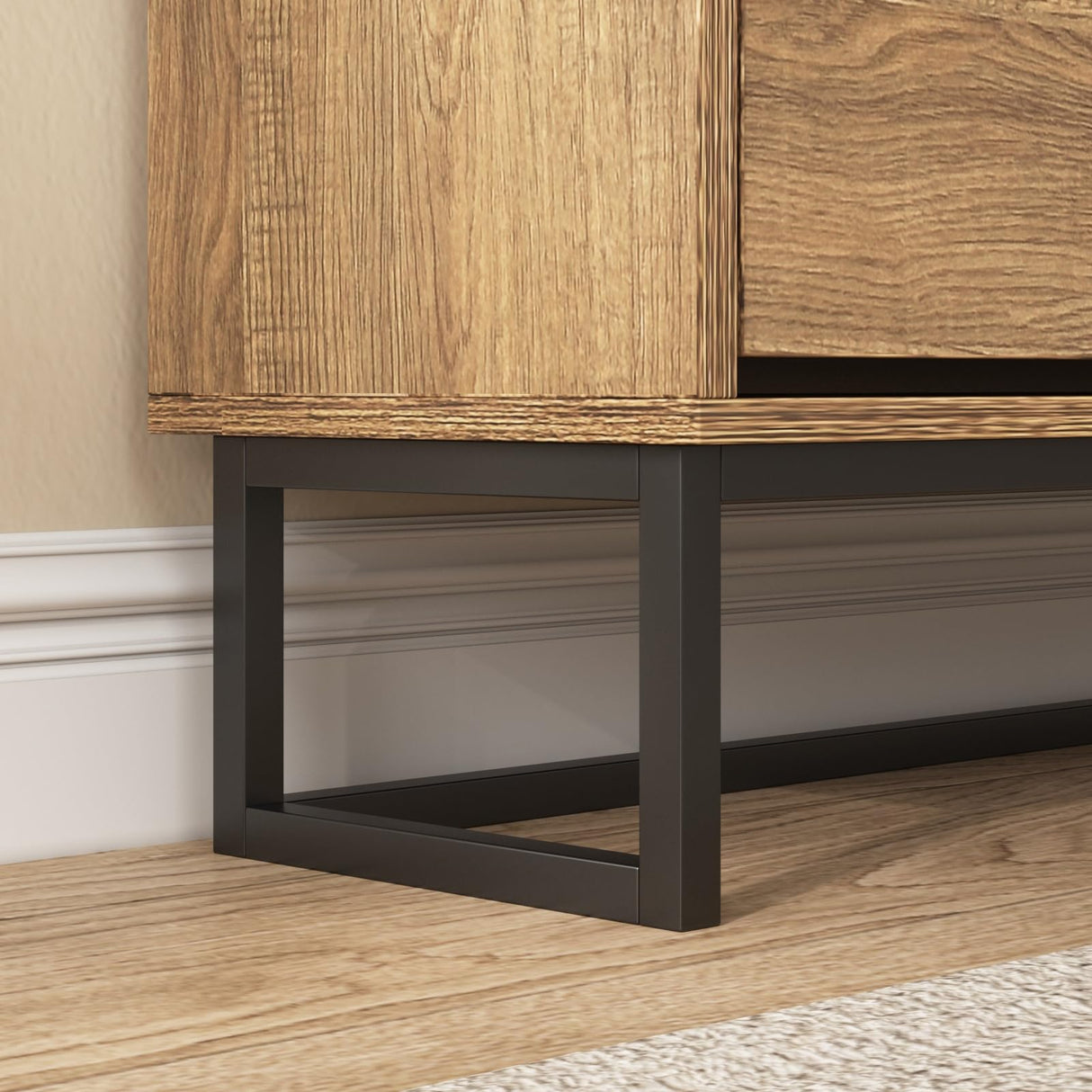 Maupvit Rattan Shoe Storage Cabinet with 2 Flip Drawers, Freestanding Shoe Organizer with Metal Legs for Entryway, Hidden Golden Handles, Narrow Shoe Rack Cabinet, Rustic Oak Rattan Maupvit