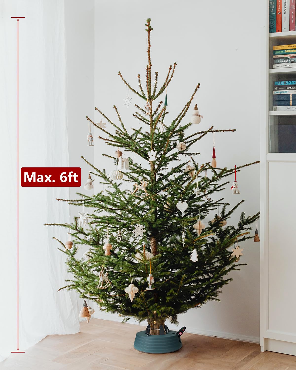 Leejec Christmas Tree Stand with Water Reservoir, Fast Clamped 6 Ft Real Tree with 5.1" Diameter, Water Level Indicator Equipped, No Assembly Required Leejec