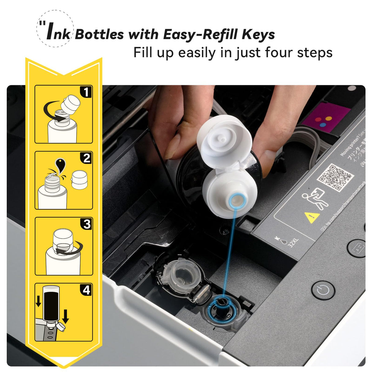 Osinkjet 31 Ink Bottle Set, 32XL Black Ink Bottle Compatible for HP Smart Tank 7602 6001 5101 5000 7300 7301 520 580, 31 32xl Ink Bottles Set for Smart Tank Plus 651 551 Ink Refill Osinkjet