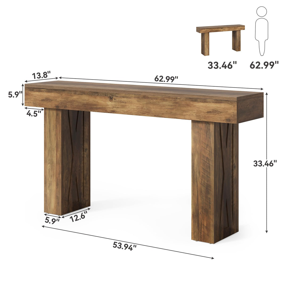 LITTLE TREE 63-Inch Narrow Console Table, Modern Sofa Table for Hallway, Entryway Table for Living Room, Bedroom, Home Office, Wood Color LITTLE TREE