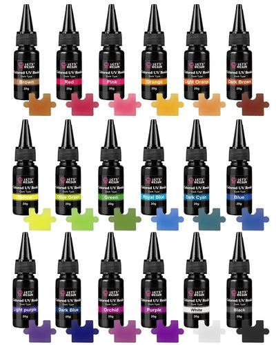 LET'S RESIN UV Resin,18 Dark Colored UV Resin, Odorless & Low Shrinkage UV Color Resin with Vibrant Colors, Black and White UV Resin Kit for Crafts, Jewelry Making, Colored Resin Casting and Coating