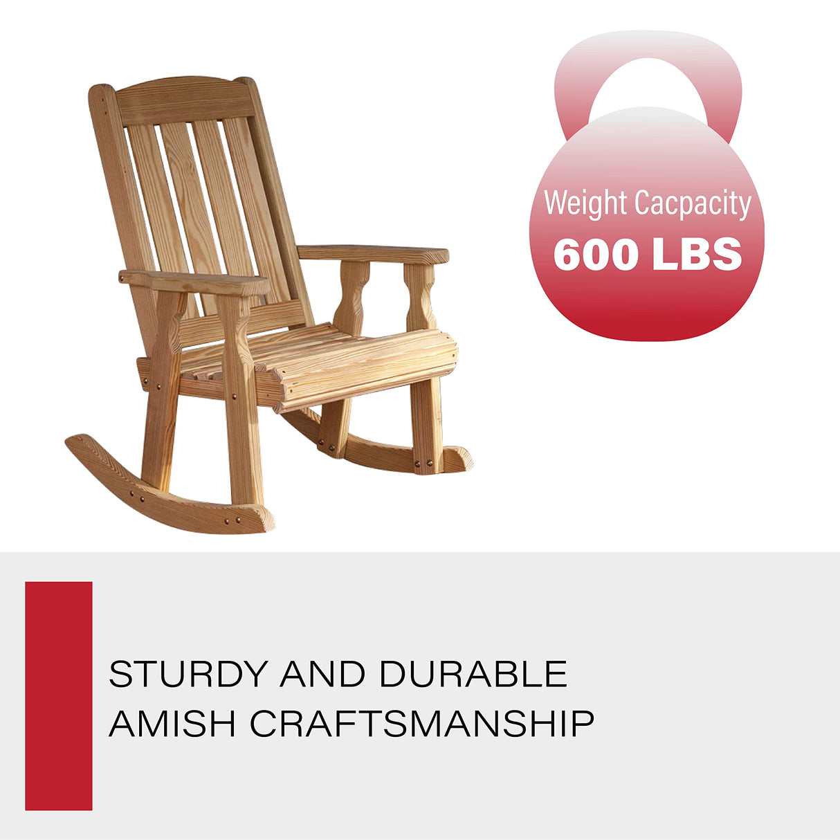 Amish Heavy Duty 600 Lb Mission Pressure Treated Rocking Chair (Unfinished) Amish Casual