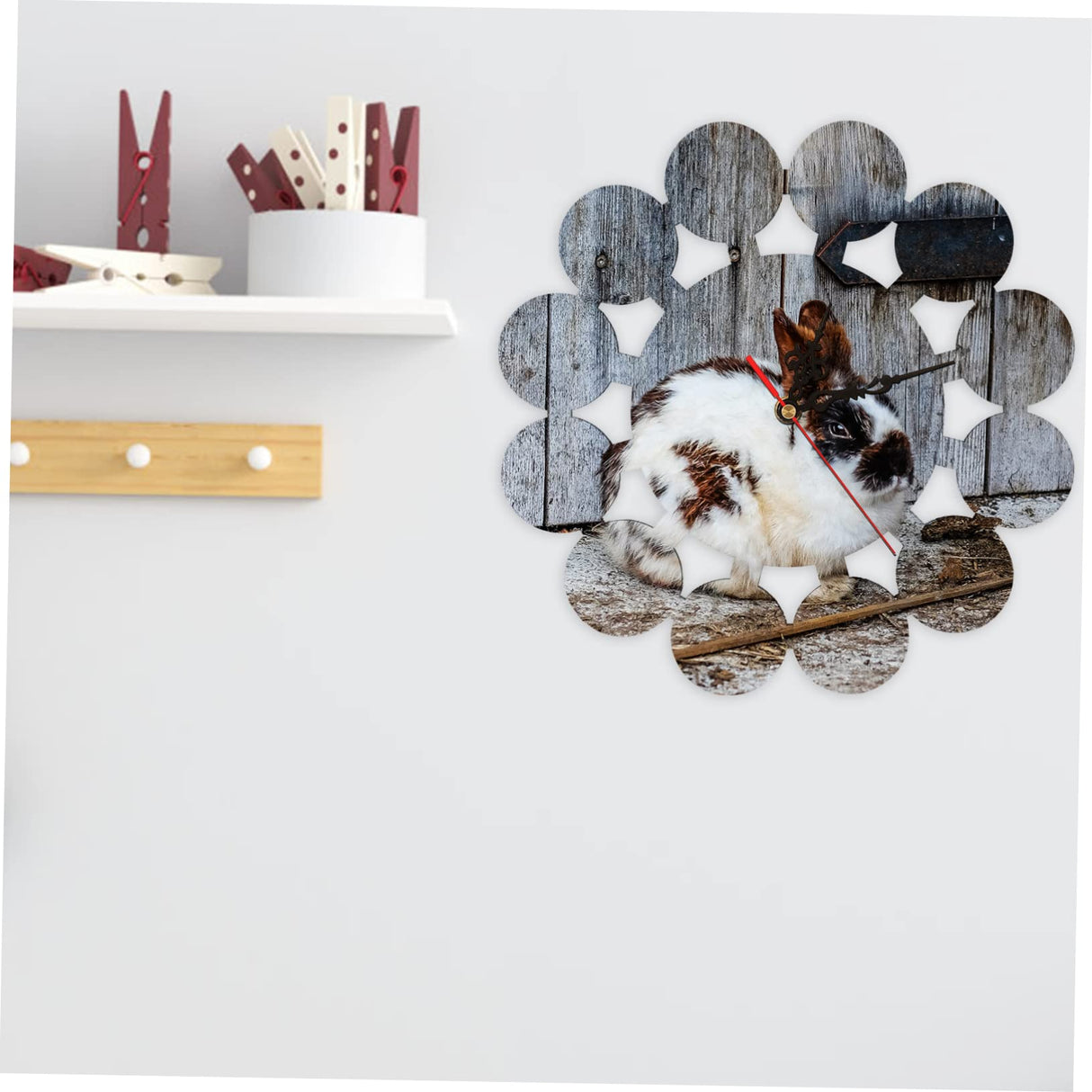 EXCEART Retro Wood Wall Clock - Silent Mechanical Clock, DIY Decorative Brown Clock, 11.40X11.40X1 inches, Battery Powered, for Bedroom EXCEART