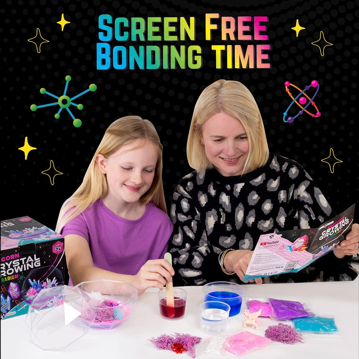 Original Stationery 18-Pieces Unicorn Crystal Growing Kit for Kids 7 and Up, Easy-to-Follow Manual, Grow 3 Crystals and Make a Scene with Unicorn Craft Original Stationery