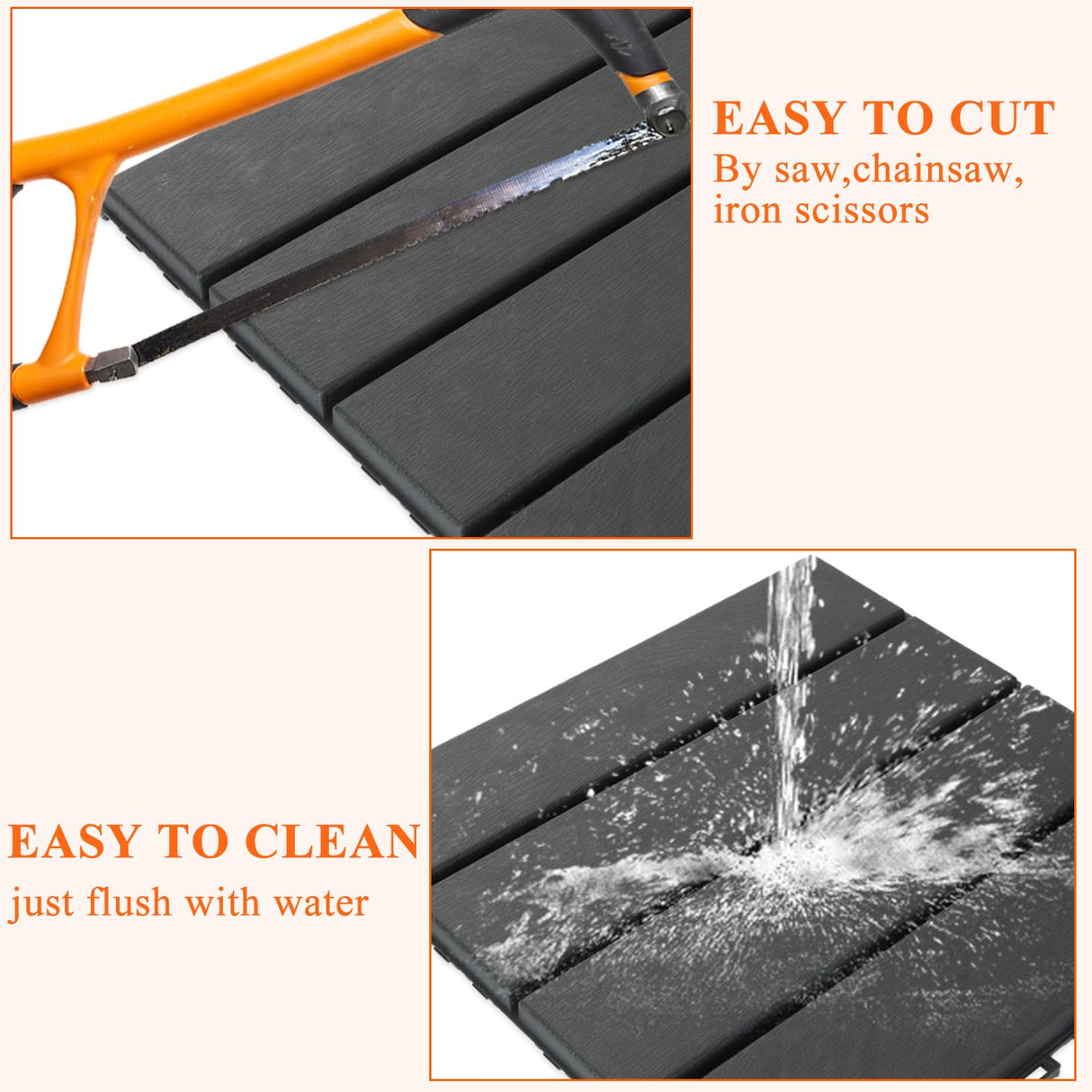 SHUESS 9 PCS Interlocking Deck Tiles 12”x 12” Patio Deck Tiles Plastic Waterproof Outdoor Flooring Covering for Walkway Front Porch Poolside Balcony Backyard, Black (All Weather Use) SHUESS