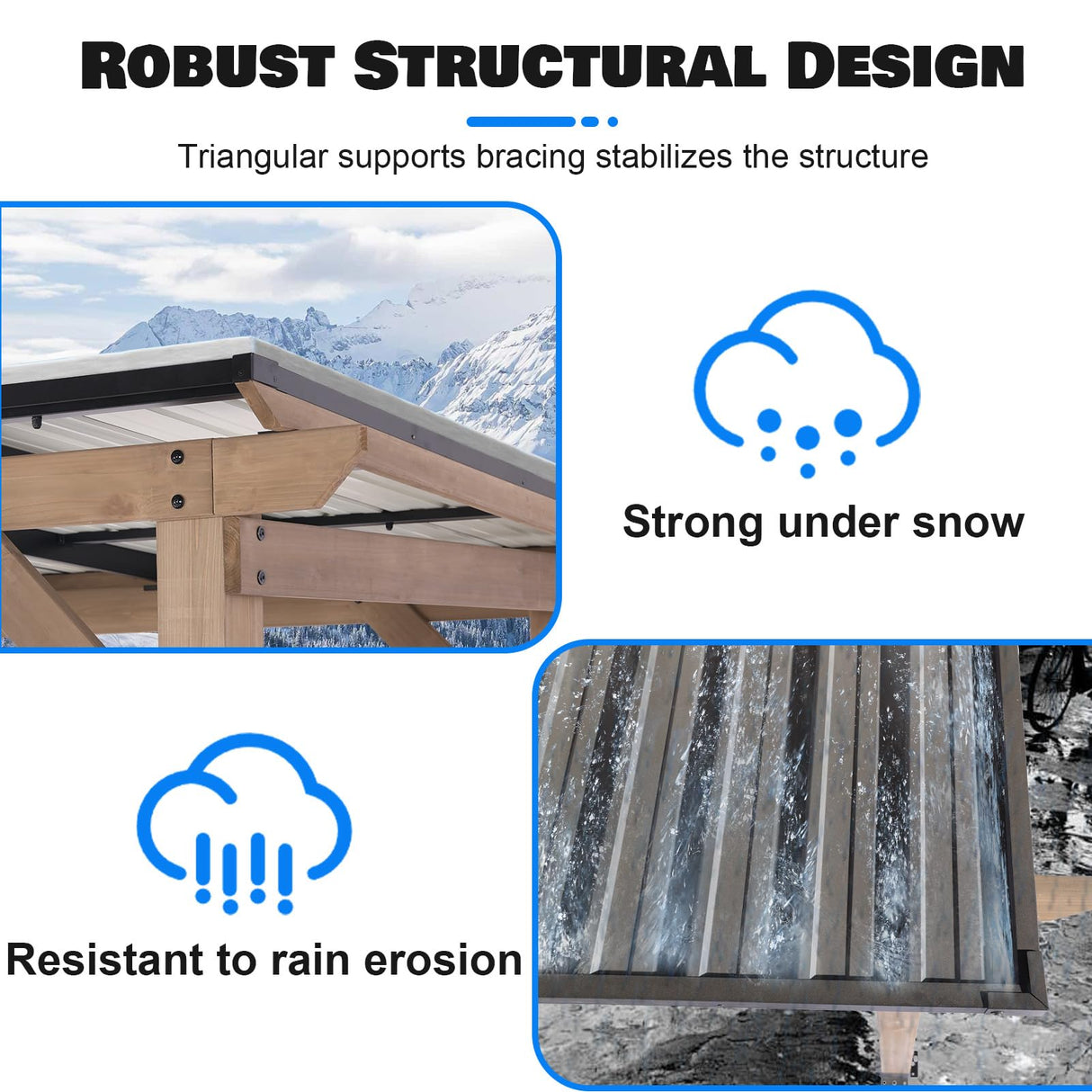 8x6 FT Wood Grill Gazebos, BBQ Wooden Gazebo with Hardtop Sloping Steel Roof, Wood Outdoor Pavilion with 2 Side Storage Shelves,Cedar Frame Patio Gazebo for Barbecue, Garden, Deck (Grey) StarEcho