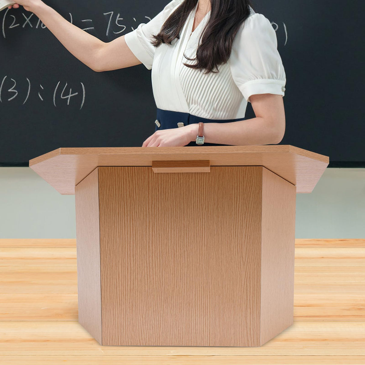 HOLMZCED Foldable Oak Podium Lectern - Portable Desktop Speaker Stand for Any Occasion HOLMZCED