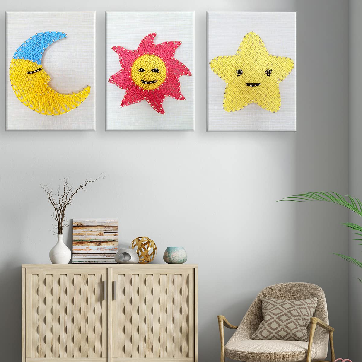 DIY String Art Craft Kit for Adults,Teens,Beginner,Kids.Include All Necessary Accessories and Frame,Home Wall Decorations,Unique Gift,Baby Nursery Wall Decor, Kids Room, Students (Sun) Marynee