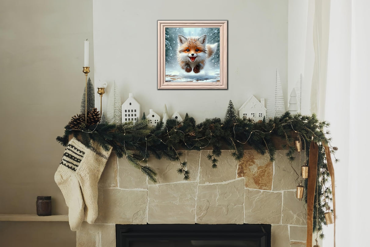 Winter 5D Diamond Art Kits for Adults Beginners,Cute Fox DIY Full Round Drill Diamond Painting Kits,Animal Paint by Diamonds Dots Gem Art Easy,Home Wall Decor 14X14 Inch Acelii