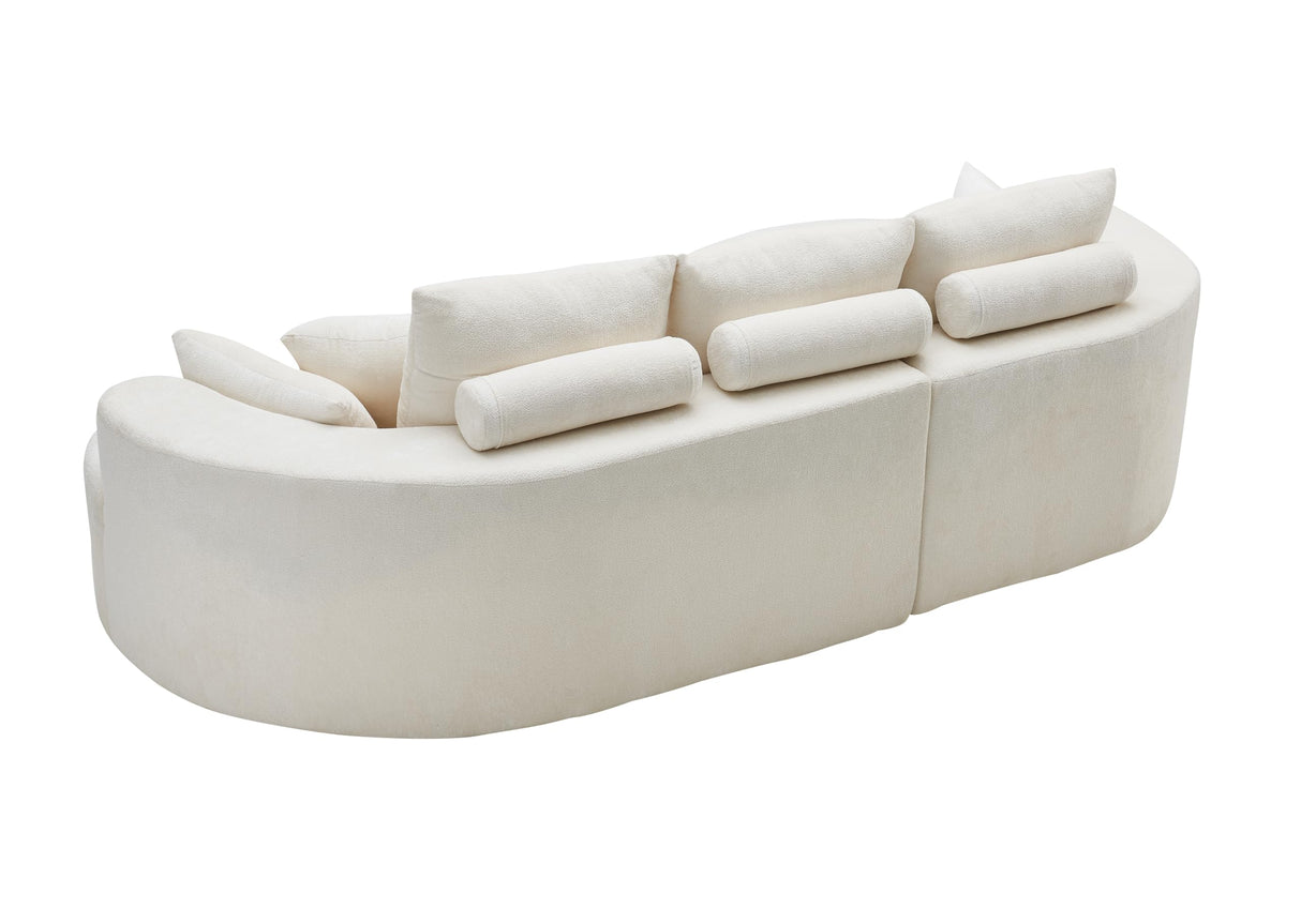 Christopher Knight Home Carden 106" Curved Modular Sectional Sofa, Comfy Sofa Couch with Chaise Lounge, Modern Cloud Couch with Deep Seat, Fabric Upholstered Seating Set for Living Room Bedroom, White Christopher Knight Home