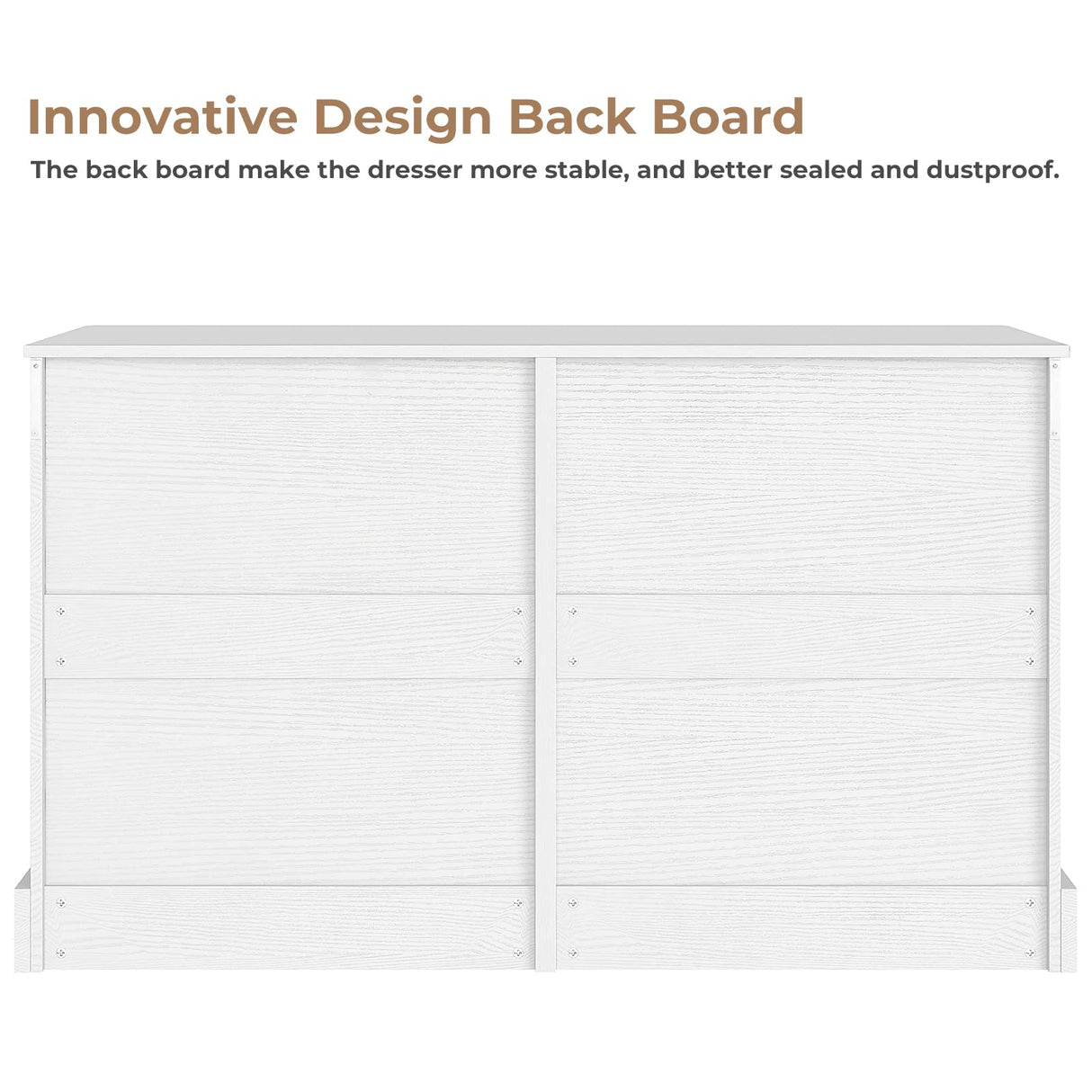 EPHEX 6 Drawer Dresser, Black Chest of Drawers, Storage Tower Clothes Organizer Closet, Double Dresser for Bedroom, Living Room, Entryway, 51.6''H x 15.7''W x 29.3''H White EPHEX