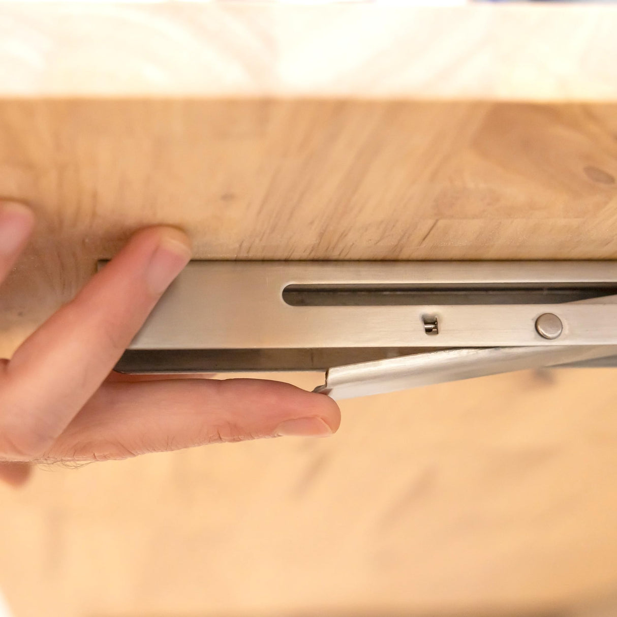 StoreYourBoard Wall Mounted Work Bench, Folding Wall Desk, Solid Hardwood Floating Desk and Laundry Table, 40 in. x 18 in. Folding Work Table, Stainless Steel Brackets Hold 200 lbs StoreYourBoard