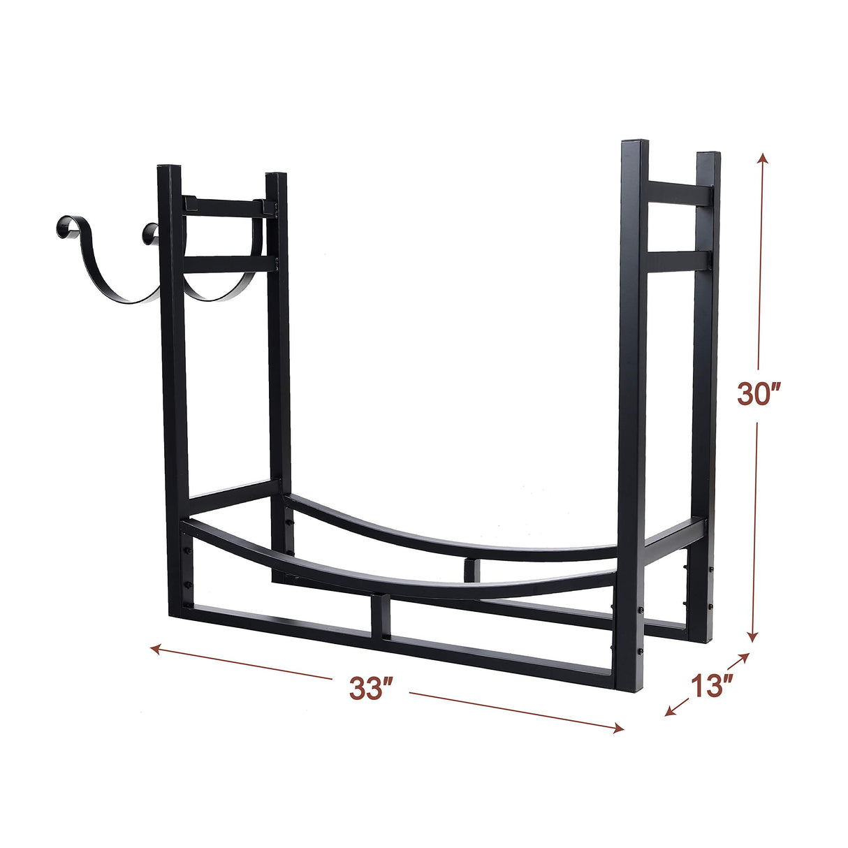 PHI VILLA Heavy Duty Firewood Racks Indoor/Outdoor Log Rack with Kindling Holder, 30 Inches Tall, Black PHI VILLA