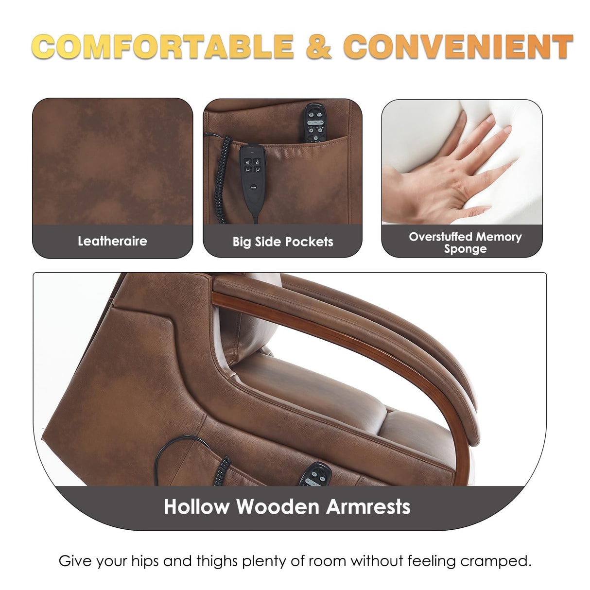 Dual Motor Power Lift Recliner Chair, Lift Chair with Massage and Heat for Elderly, Lay Flat Recliner, Standing Assistance, Infinite Position Reclining, Living Room Chair, Faux Leather, Brown Trustyue