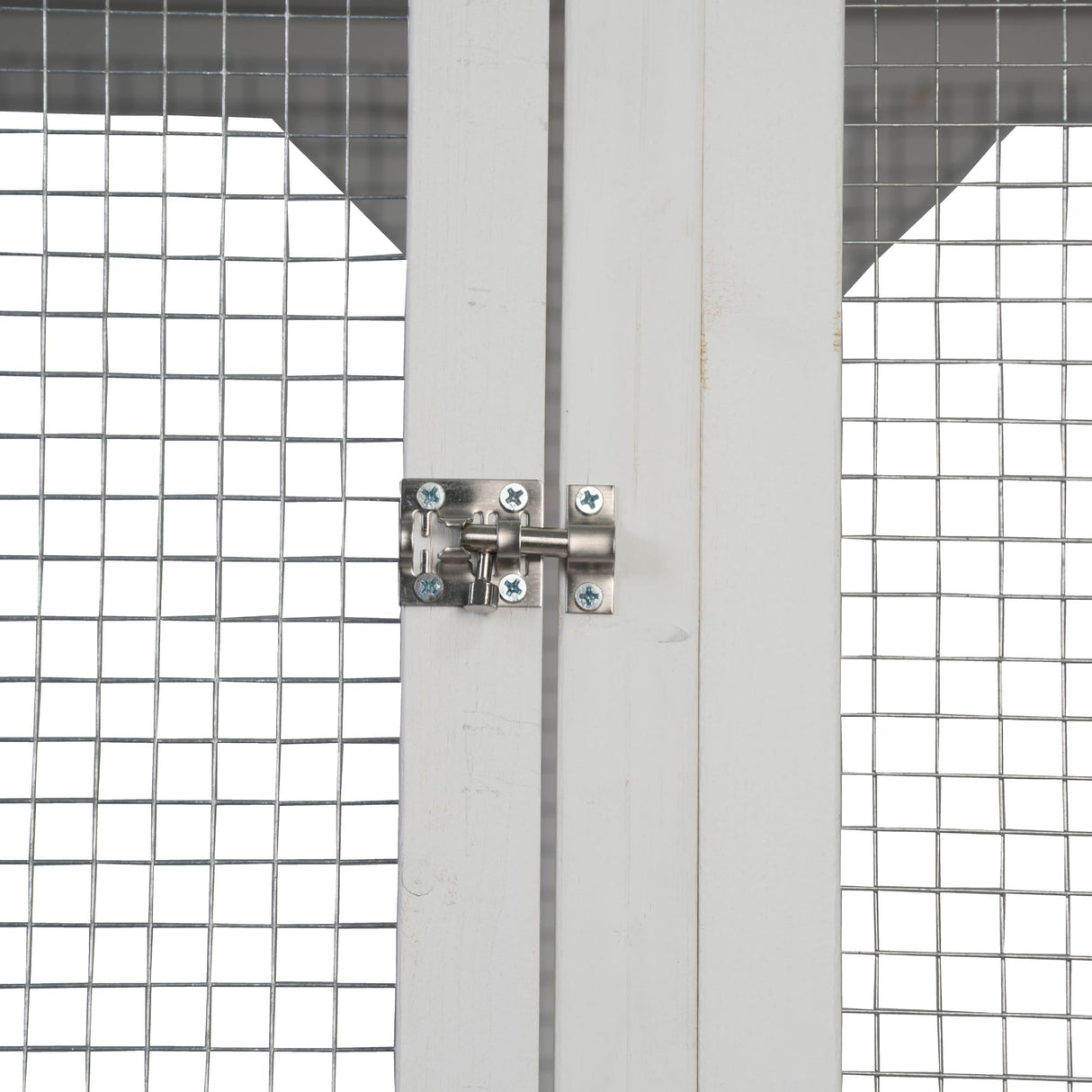 Catio Outdoor Wooden Cat Enclosure, 71" Outdoor Cat House Weatherproof Asphalt Roof, Large Solid Wood Cat Cage with 5 Jumping Platforms & 2 Napping Houses, Walk-in Cat Kennel Condo Shelter White ShiningLove