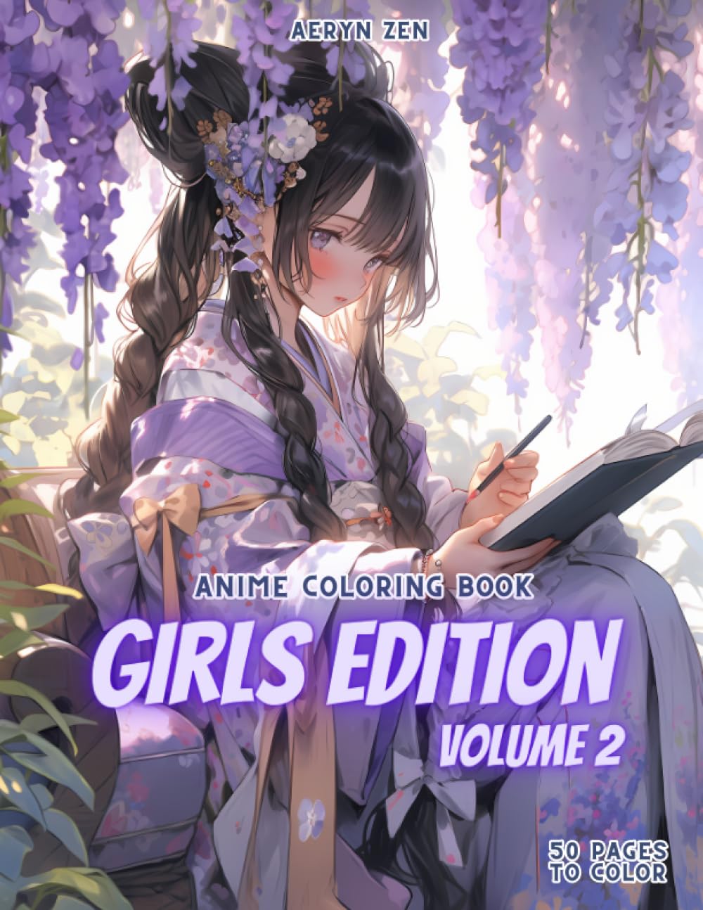 Anime Coloring Book: Girls Edition 2: Manga Art & Anime Enthusiasts Stress Relief Adult Coloring WoodArtSupply