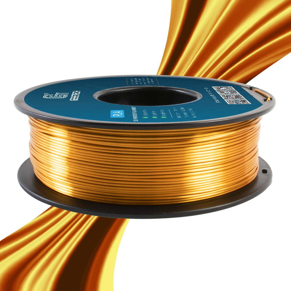 Geeetech Silk PLA Filament 1.75mm for 3D Printer , Metal-Like Shiny Consumable 1kg (2.2lbs) 1 Spool, Dimensional Accuracy +/- 0.03 mm, Silk Gold Geeetech