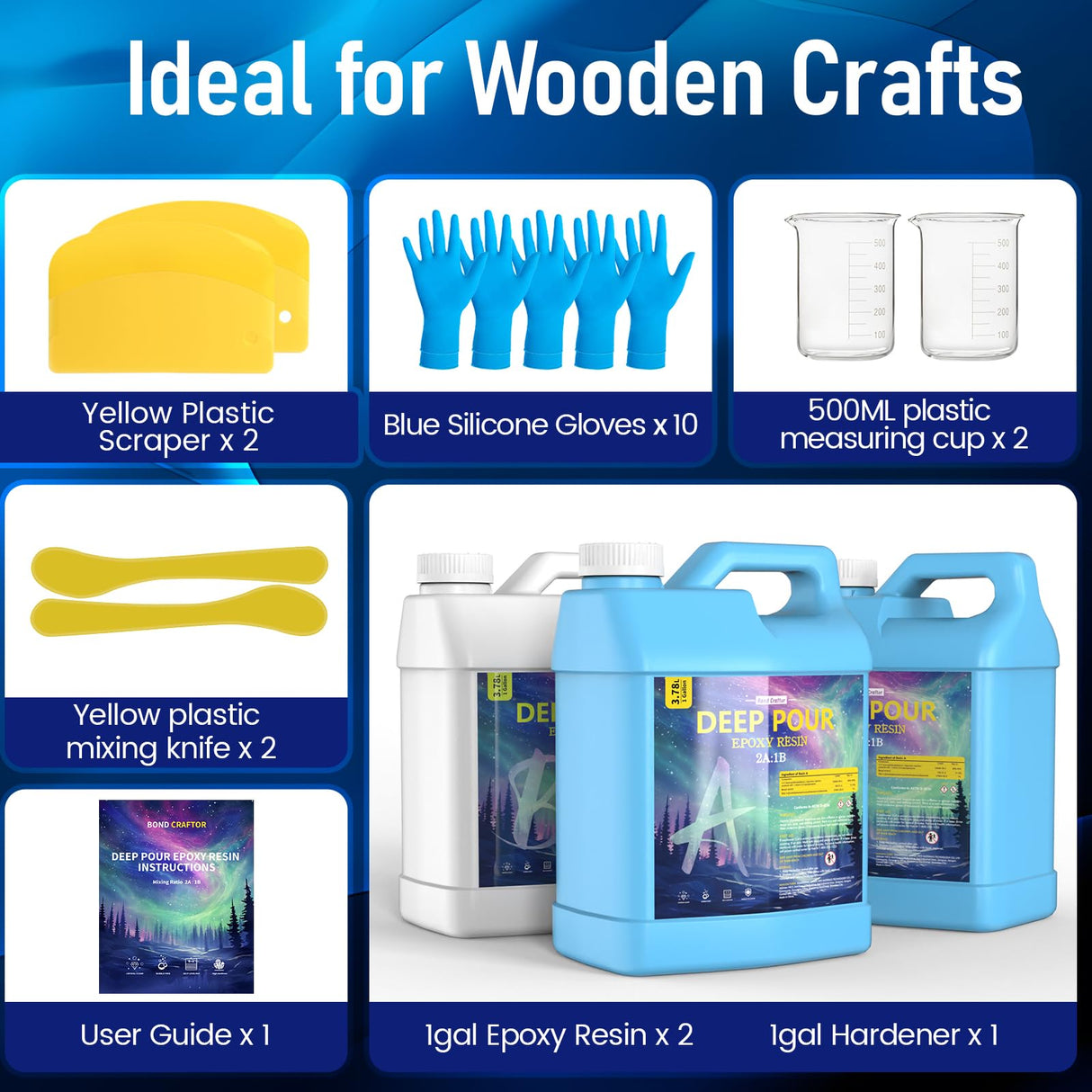 Deep Pour Epoxy Resin Kit 3 Gallon, Casting Resin Epoxy 2:1 for 2-4 inch Depth, Clear Crystal resina epoxica for Art Craft, River Table, Bar Top, Wood Bond Craftor