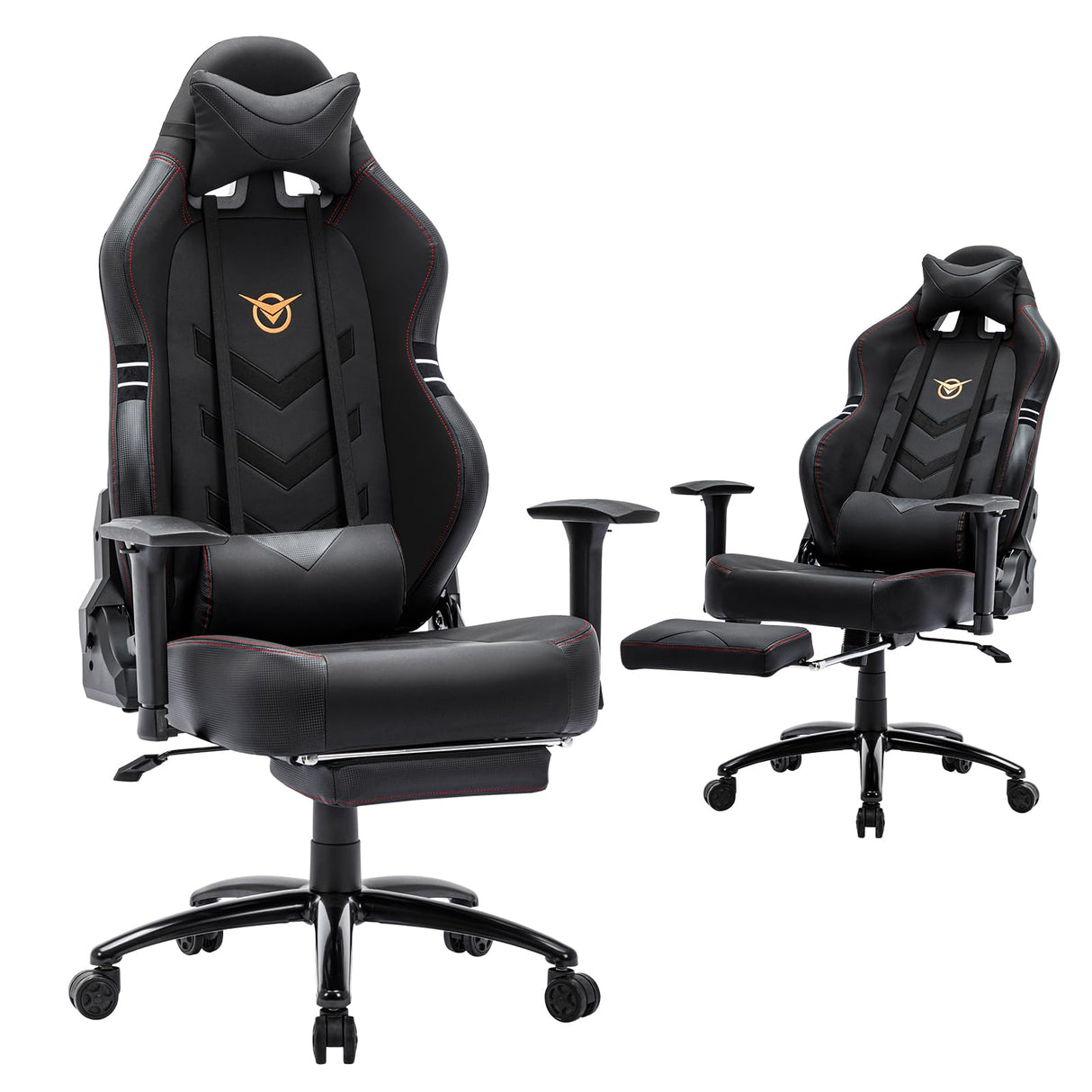 Big and Tall Gaming Chair with Footrest 350lbs-Racing Style Computer Gamer Chair, Ergonomic High Back PC Chair with Wide Seat, Reclining Back, 3D Armrest, Headrest and Lumbar Support for Adult-Black COLAMY