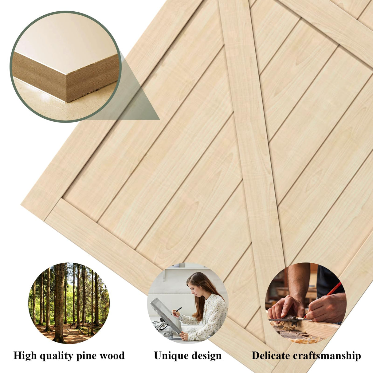 ARK DESIGN 36 x 84 Inch Barn Door with 7FT Sliding Barn Door Hardware Kit Included, Solid Wood DIY Dyeing Sliding Door, Pre-Drilled, Simple Assembly Required ARK DESIGN