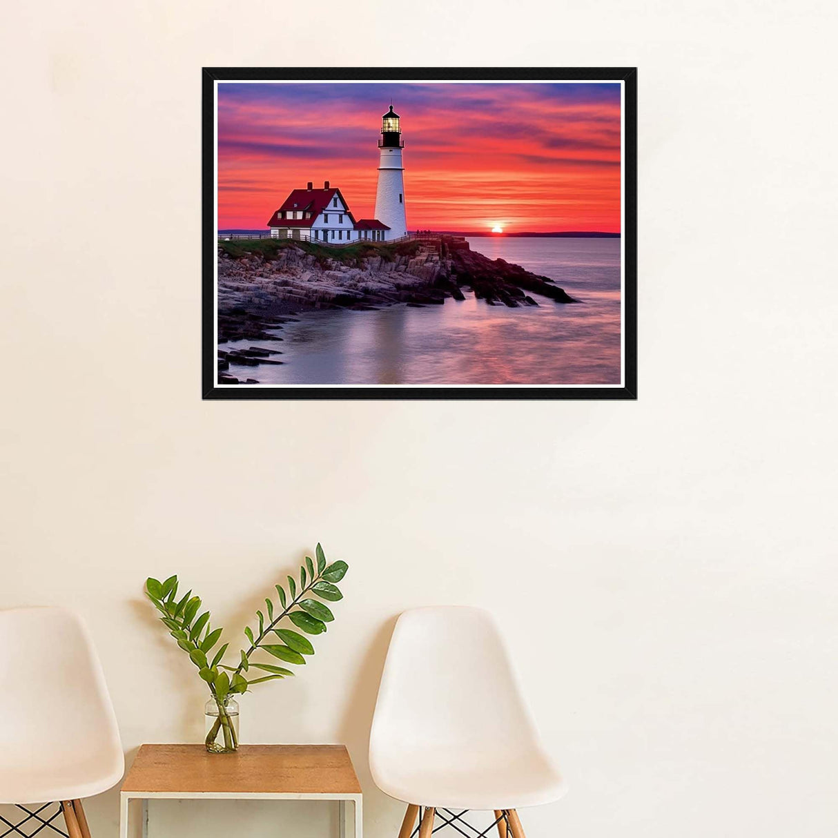 SKRYUIE 5D Diamond Painting Sunset Reef Lighthouse Full Drill by Number Kits, DIY Rhinestone Pasted Paint Set for Arts Craft Decoration 30x40cm(12x16inch) SKRYUIE
