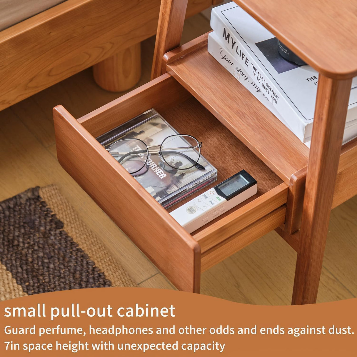 JIKUGO Nightstand with Drawers and Storage Shelf for Bedroom Bedside Tables Small Night Stands Bed Side Table JIKUGO